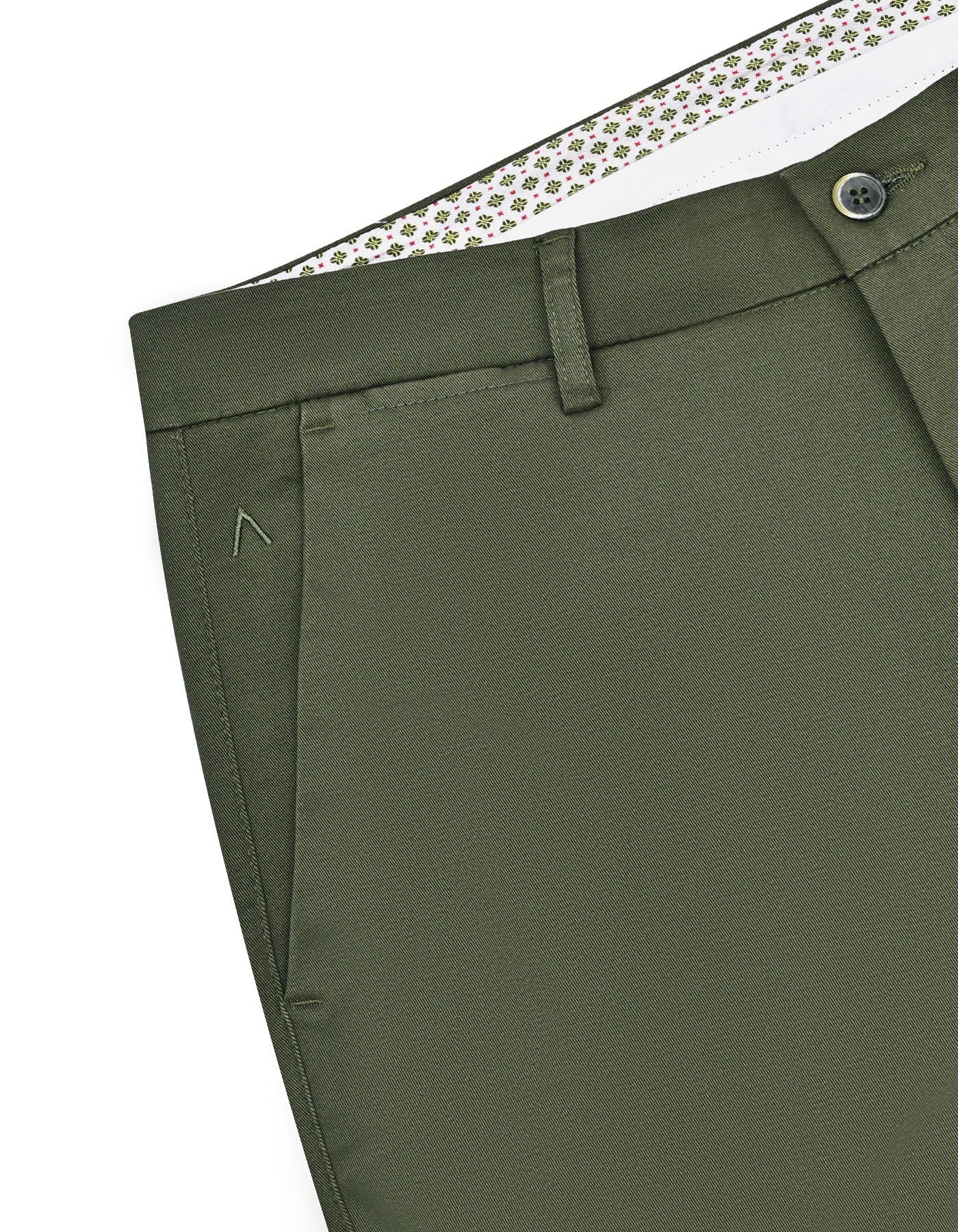 Olive Plain Smart Fit Cotton Trouser - Image 3