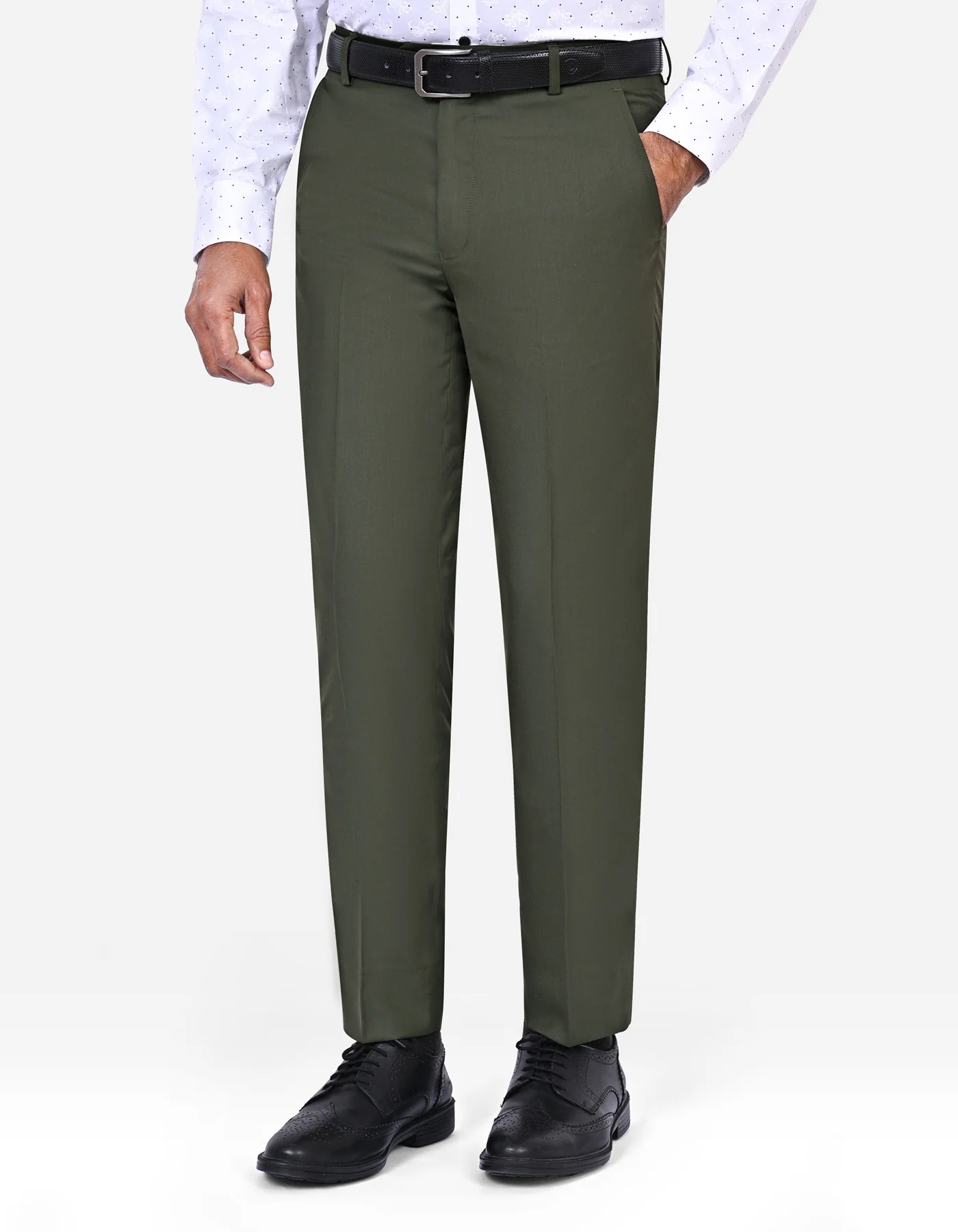 Olive Plain Smart Fit Formal Trouser