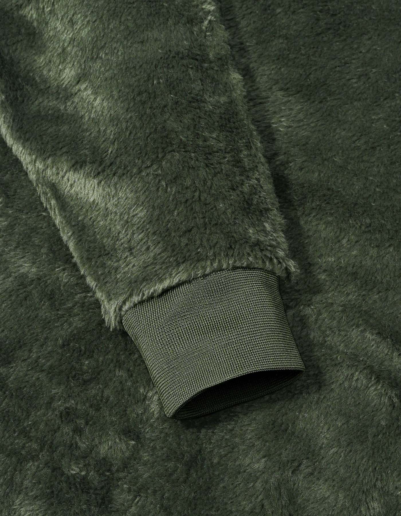 Olive Relax Fit Sherpa Pullover Hoodie - Image 4