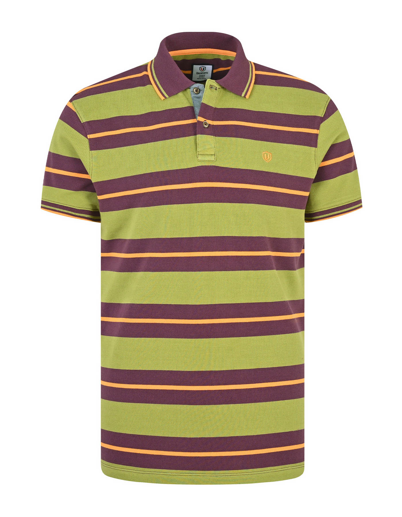 Olive Stripe Pique Polo Shirt
