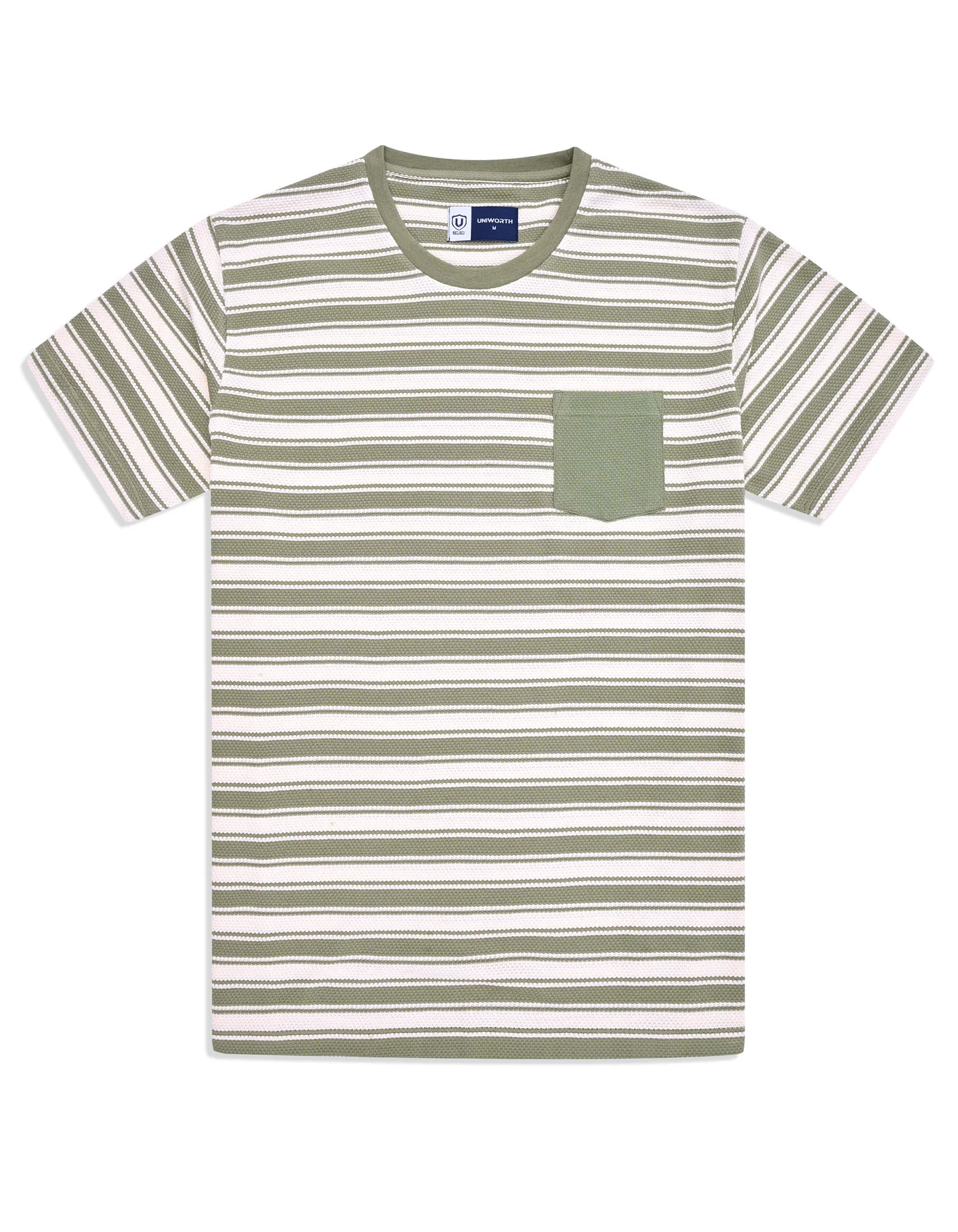 Olive Stripe Crew Neck T-Shirt