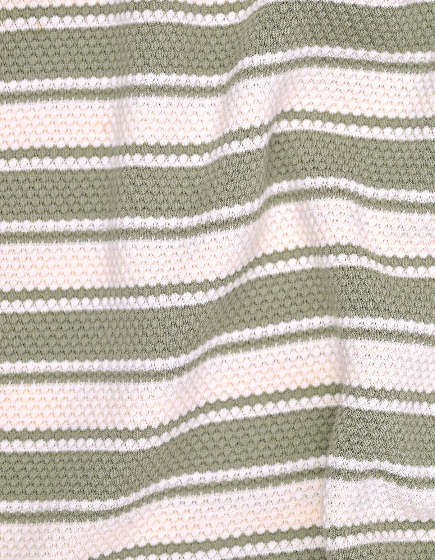 Olive Stripe Crew Neck T-Shirt - Image 6