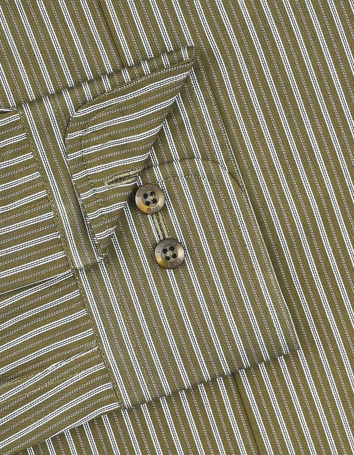 Olive Stripe Tailored Smart Fit Shirt - Image 3