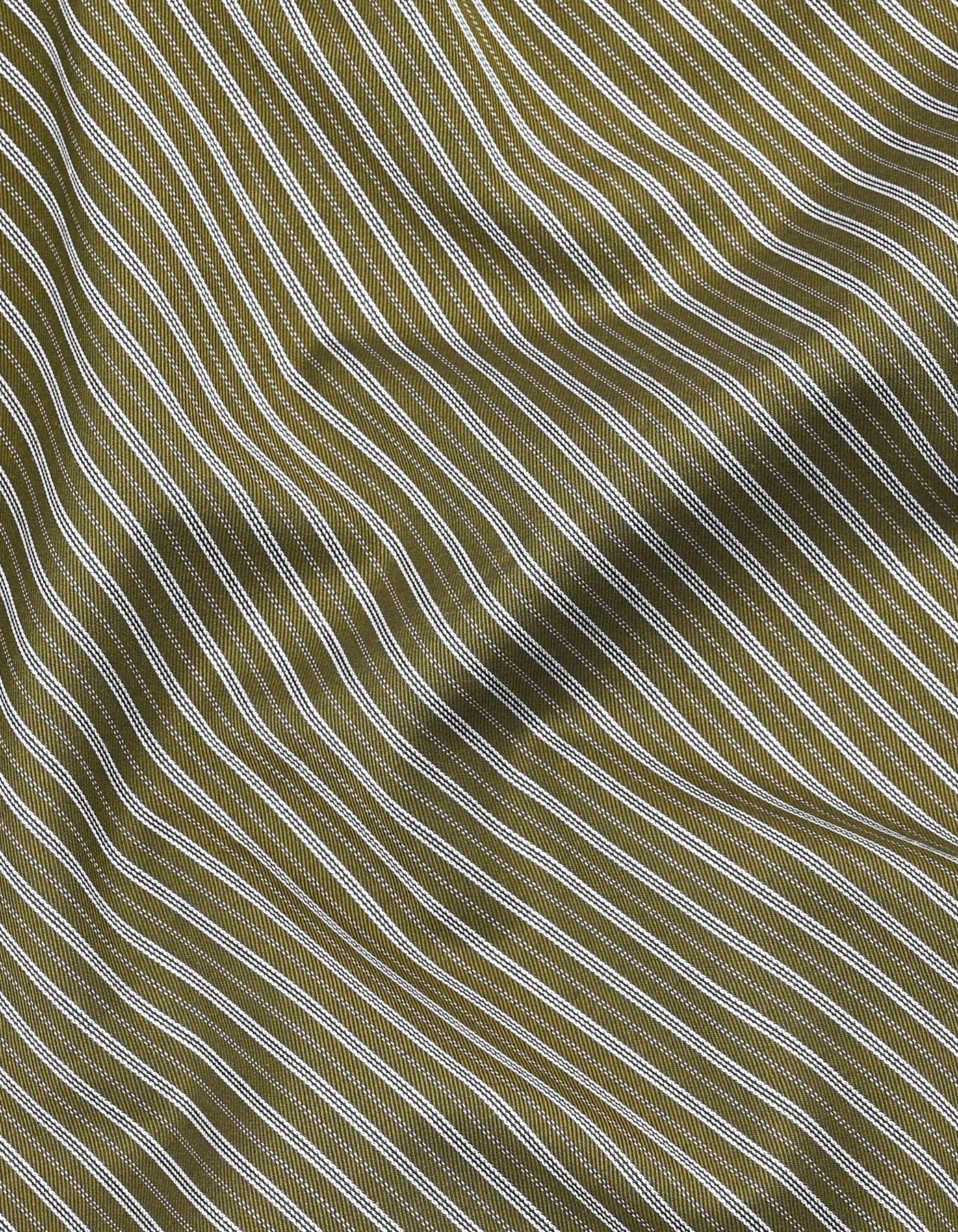 Olive Stripe Tailored Smart Fit Shirt - Image 4
