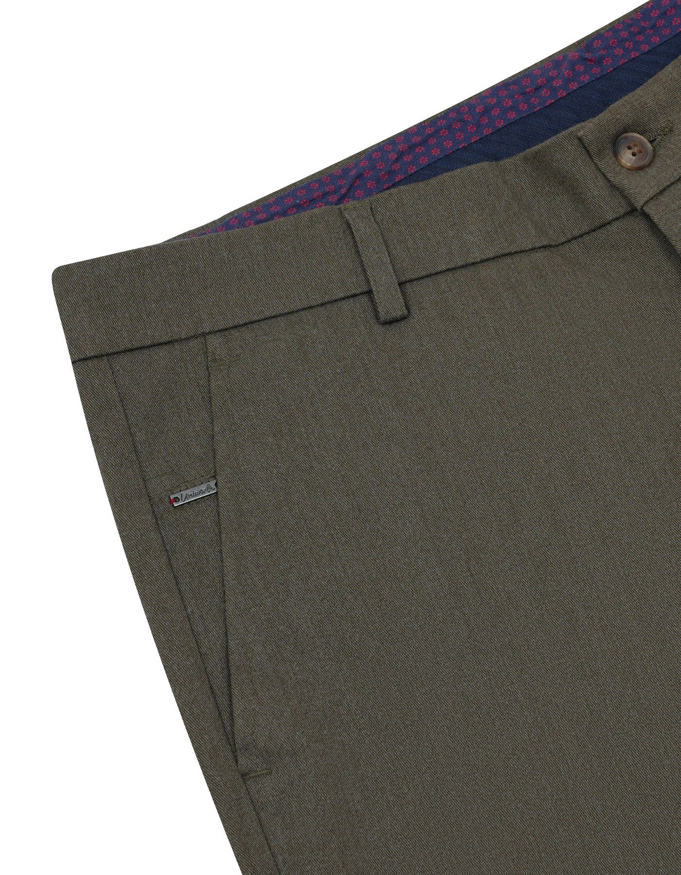 Olive Texture Classic Fit Cotton Trouser - Image 3