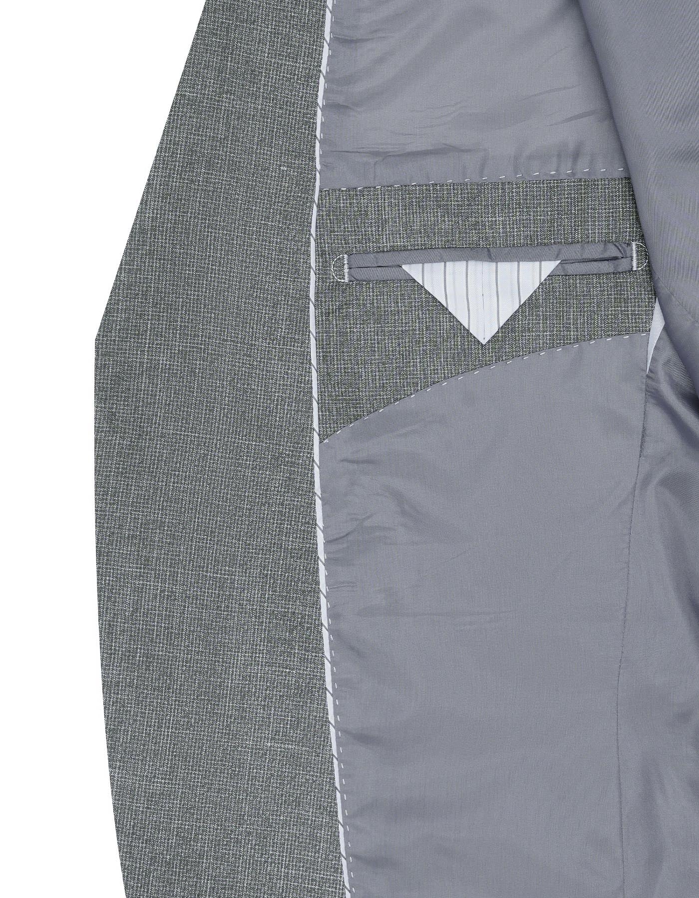 Olive Texture Classic Fit Suit - Image 6