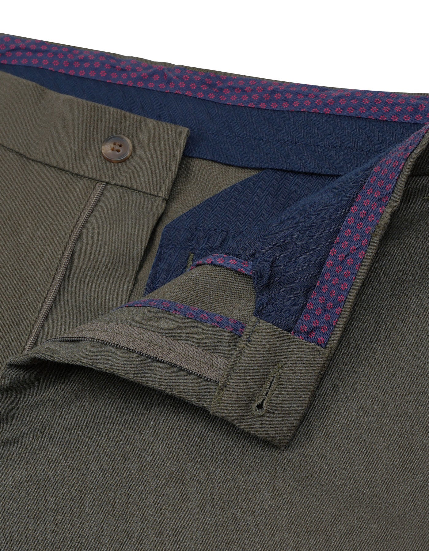 Olive Texture Smart Fit Cotton Trouser - Image 2