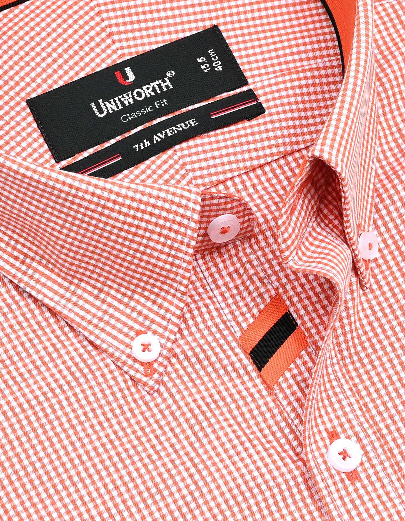Orange Check Classic Fit Shirt - Image 2