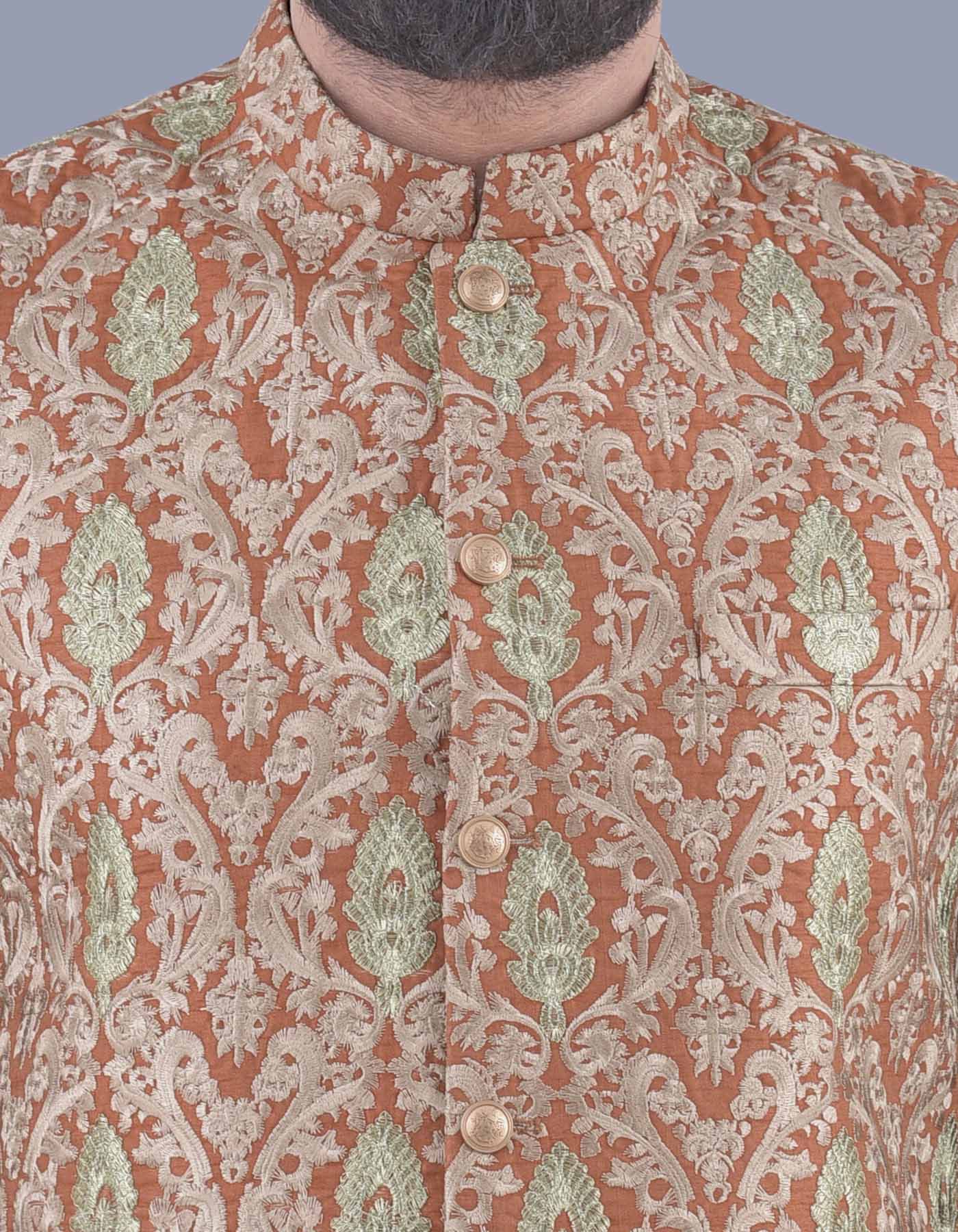 Orange Embroidery Waist Coat - Image 2