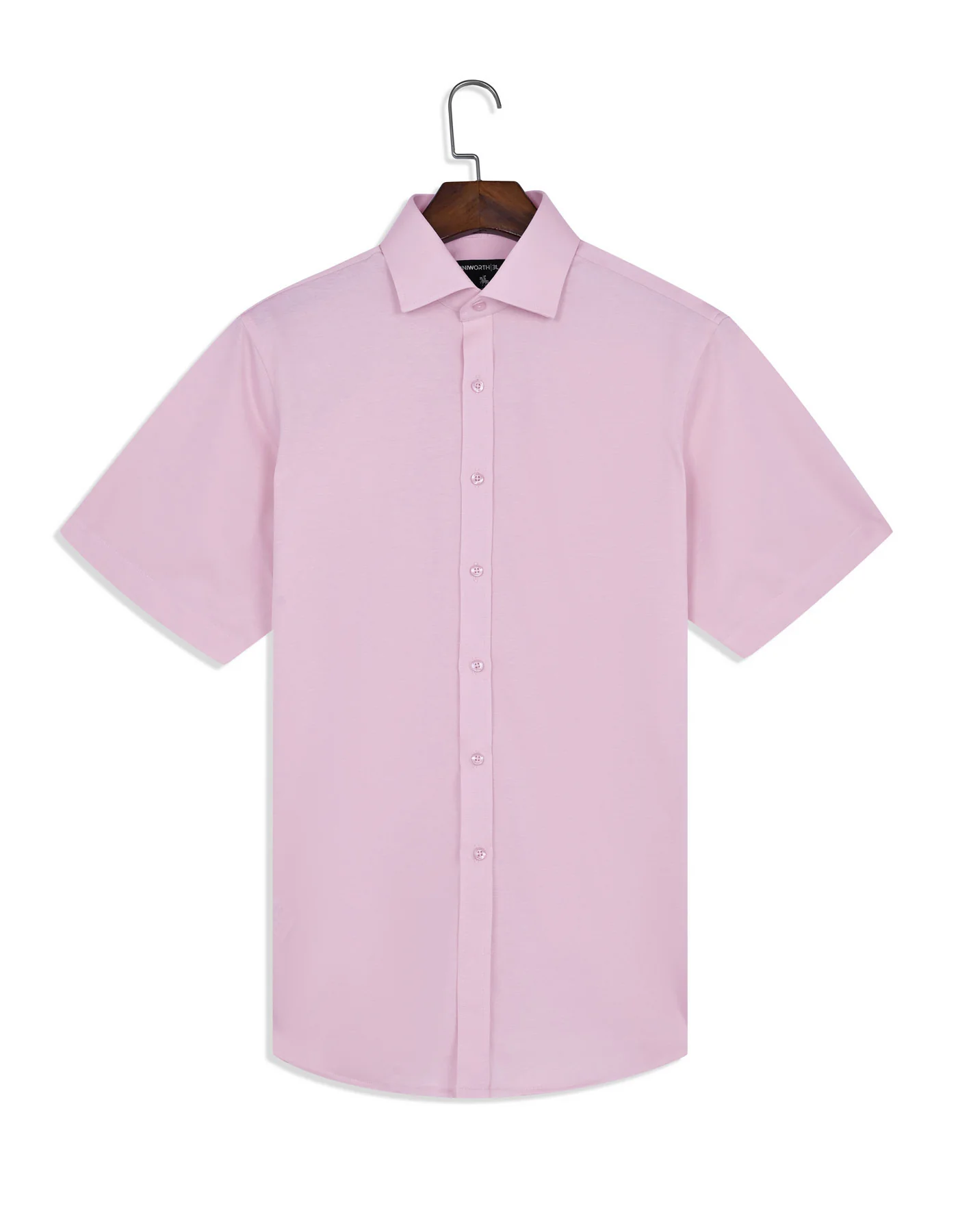 Pink Plain Classic Fit Knit Shirt - Image 3