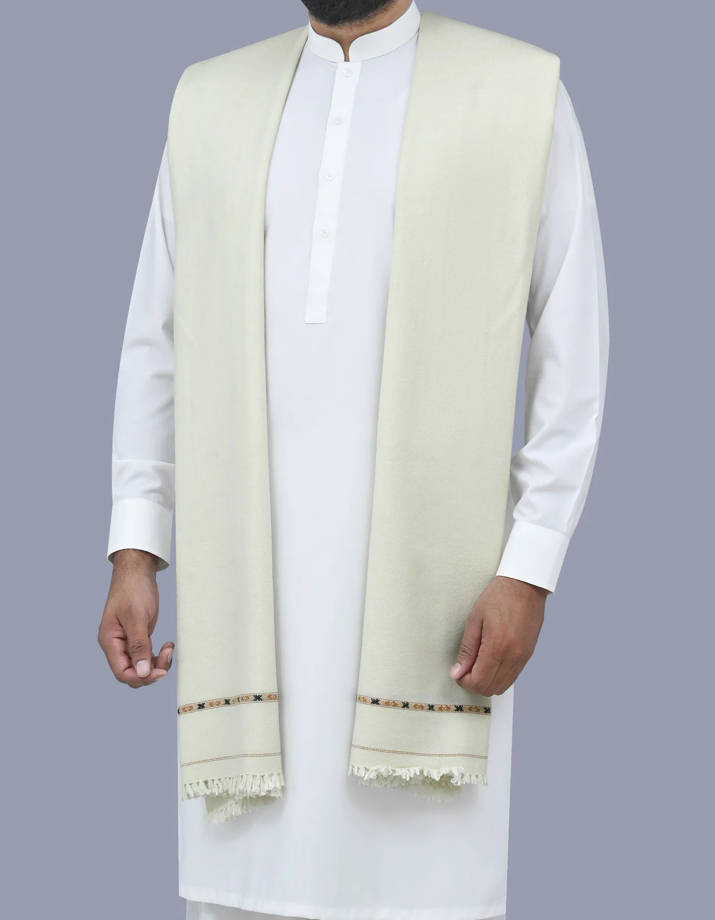 Pista Green Plain 100% Acrylic Men Shawl - Image 3