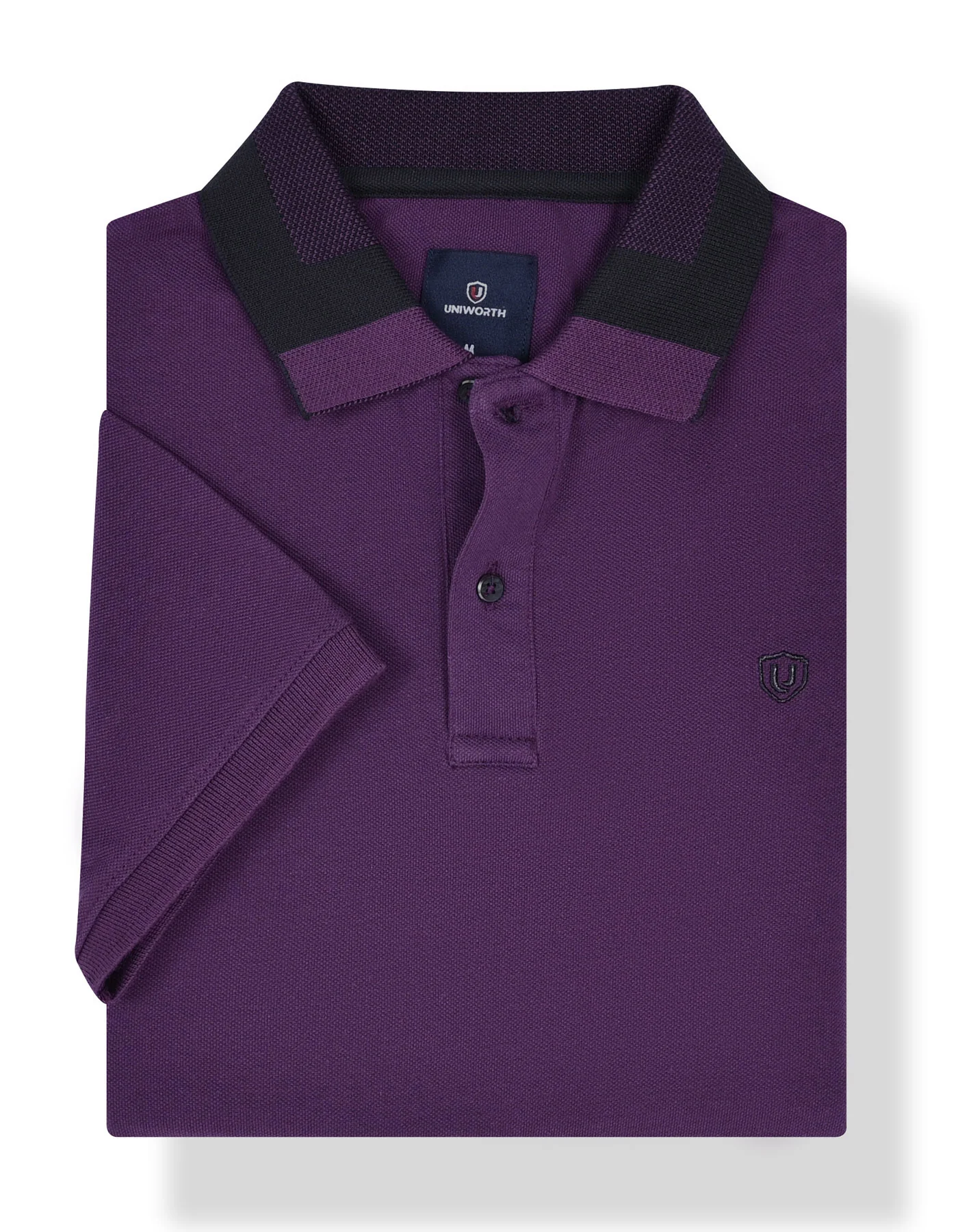 Purple Plain Pique Polo Shirt - Image 2