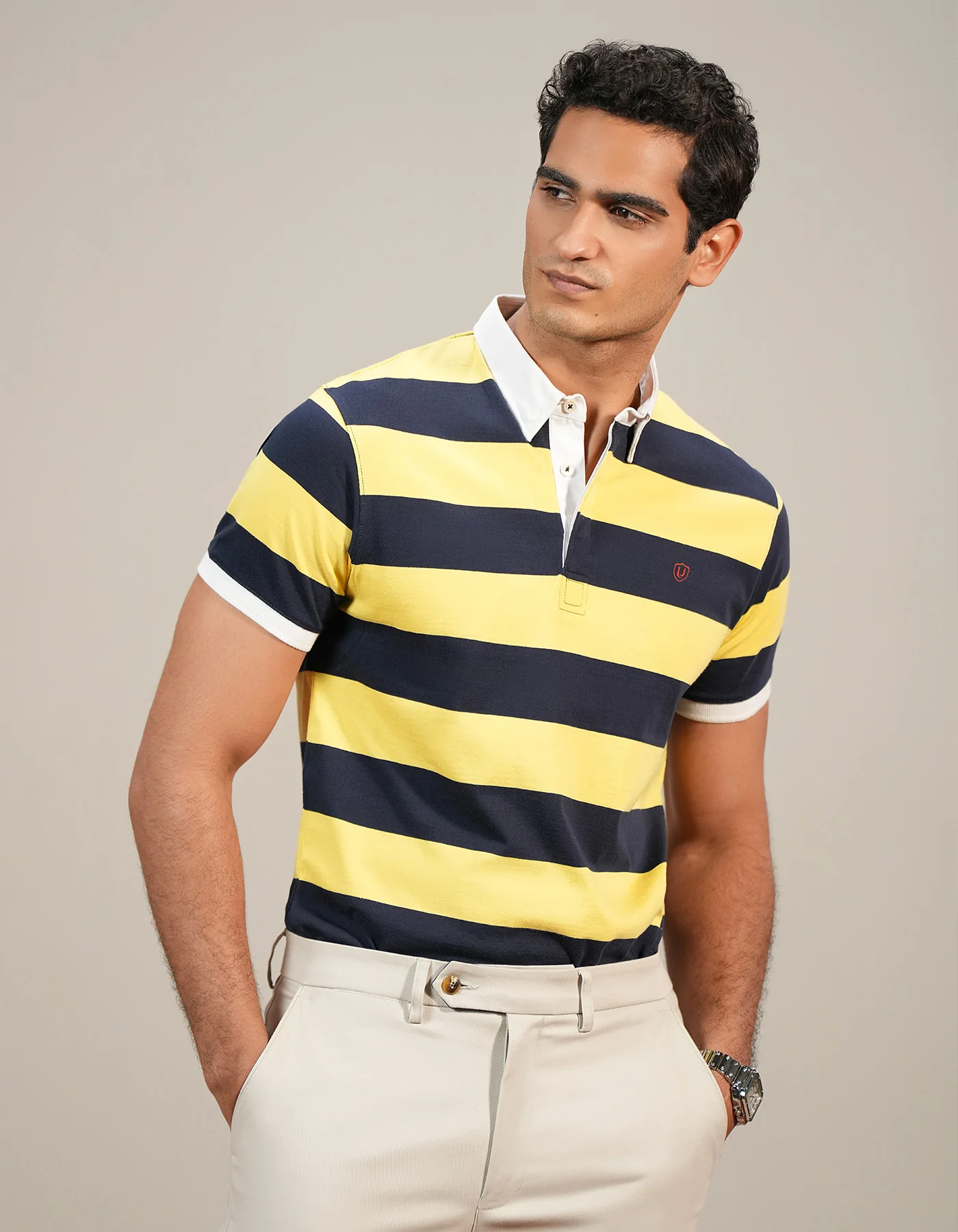 Ray Flower Stripe Jersey Polo Shirt - Image 2