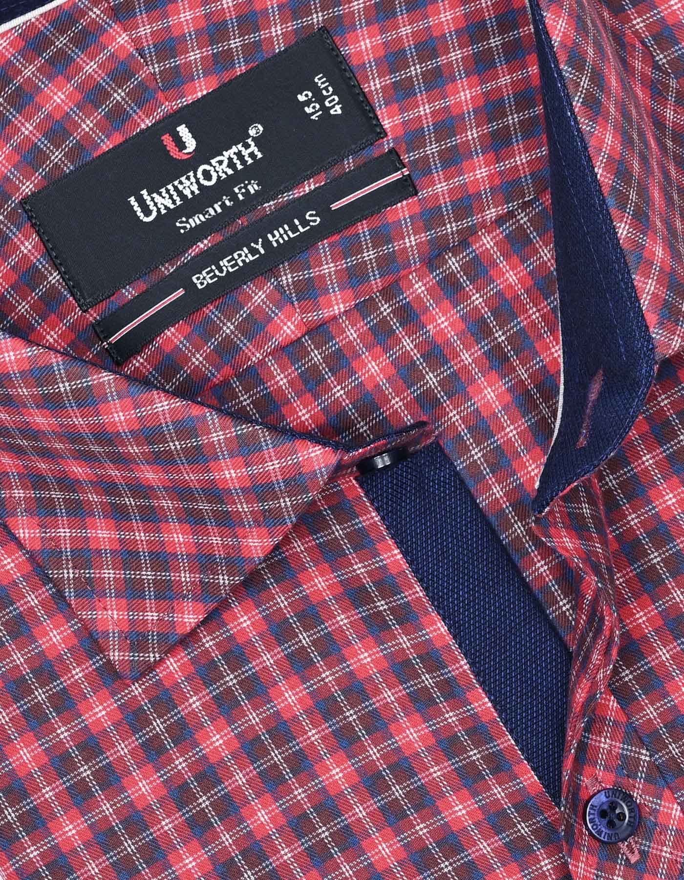 Red Check Tailored Smart Fit Shirt - Image 2