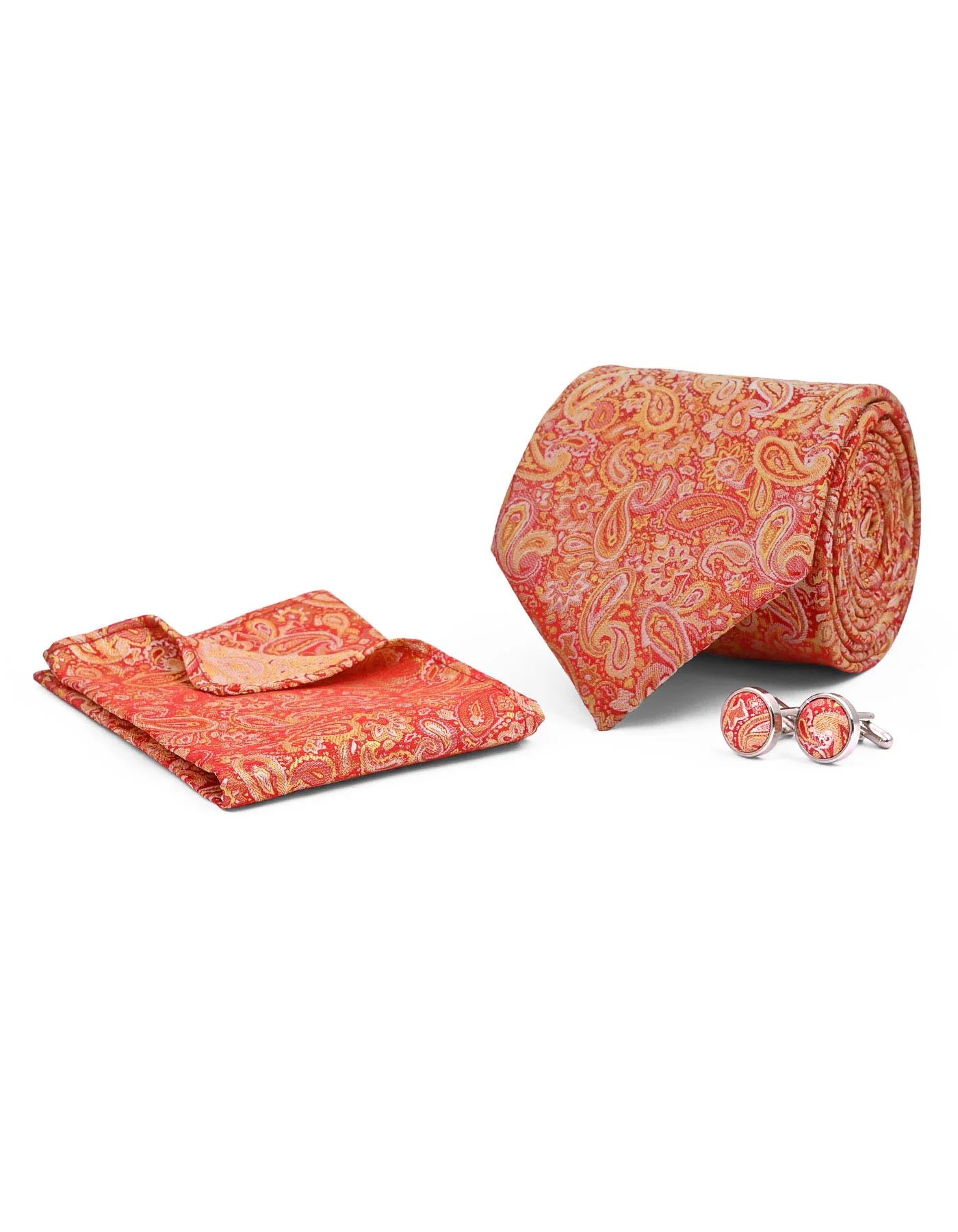 Red Paisley Cufflink Tie Set