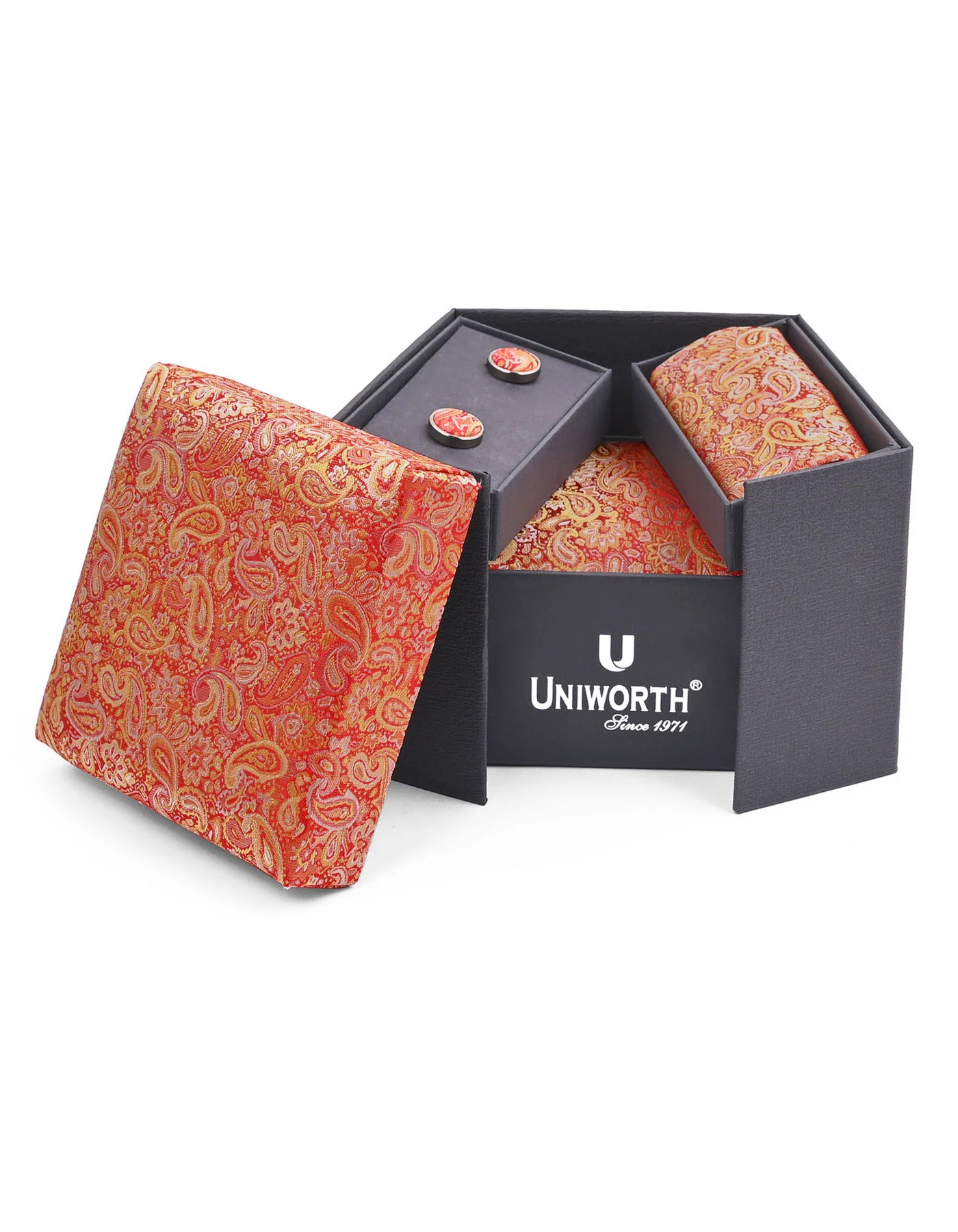 Red Paisley Cufflink Tie Set - Image 2