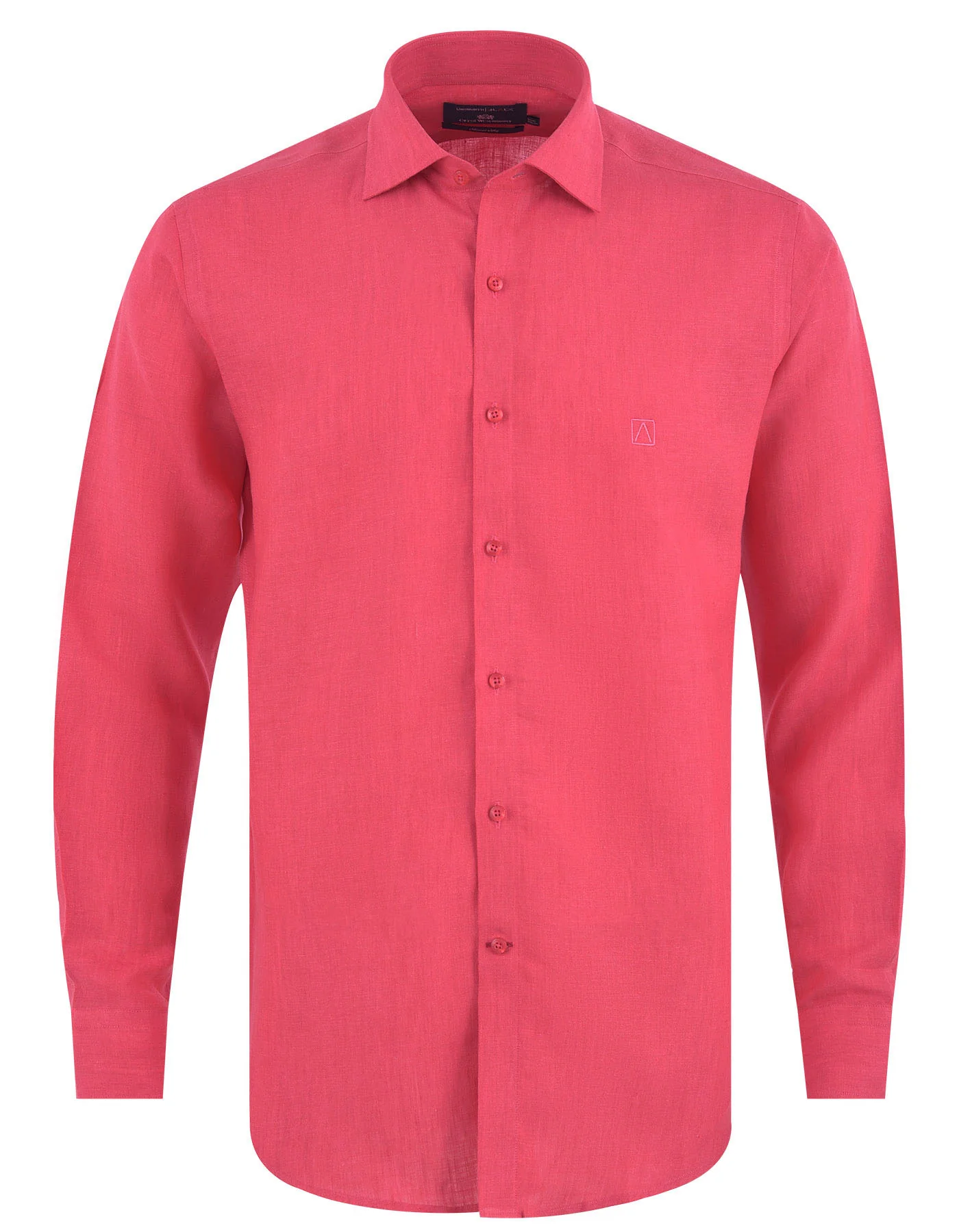 Red Plain Classic Fit Linen Shirt
