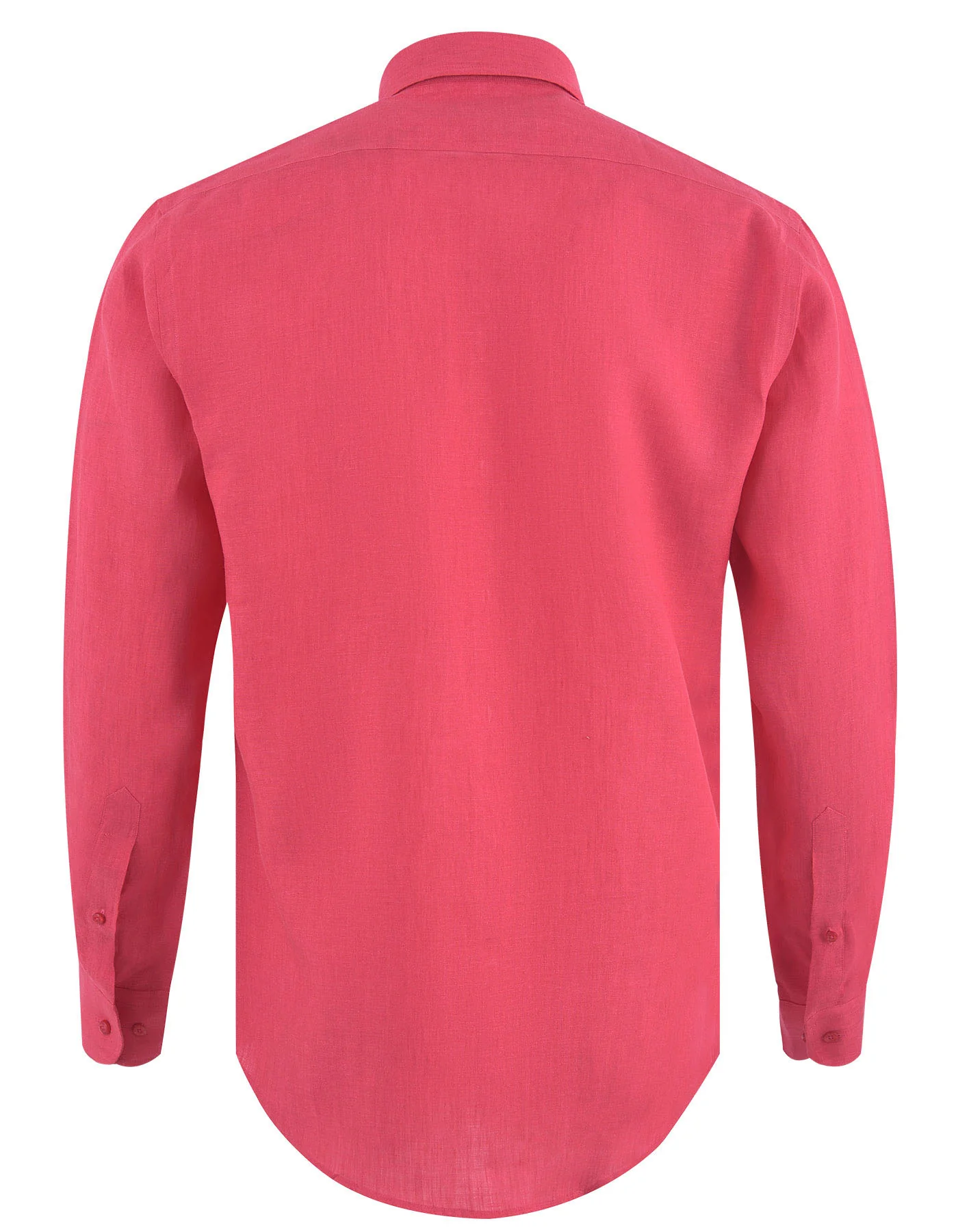 Red Plain Classic Fit Linen Shirt - Image 3