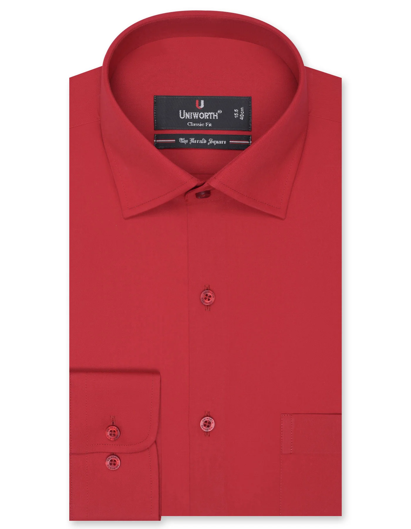 Red Plain Classic Fit Shirt