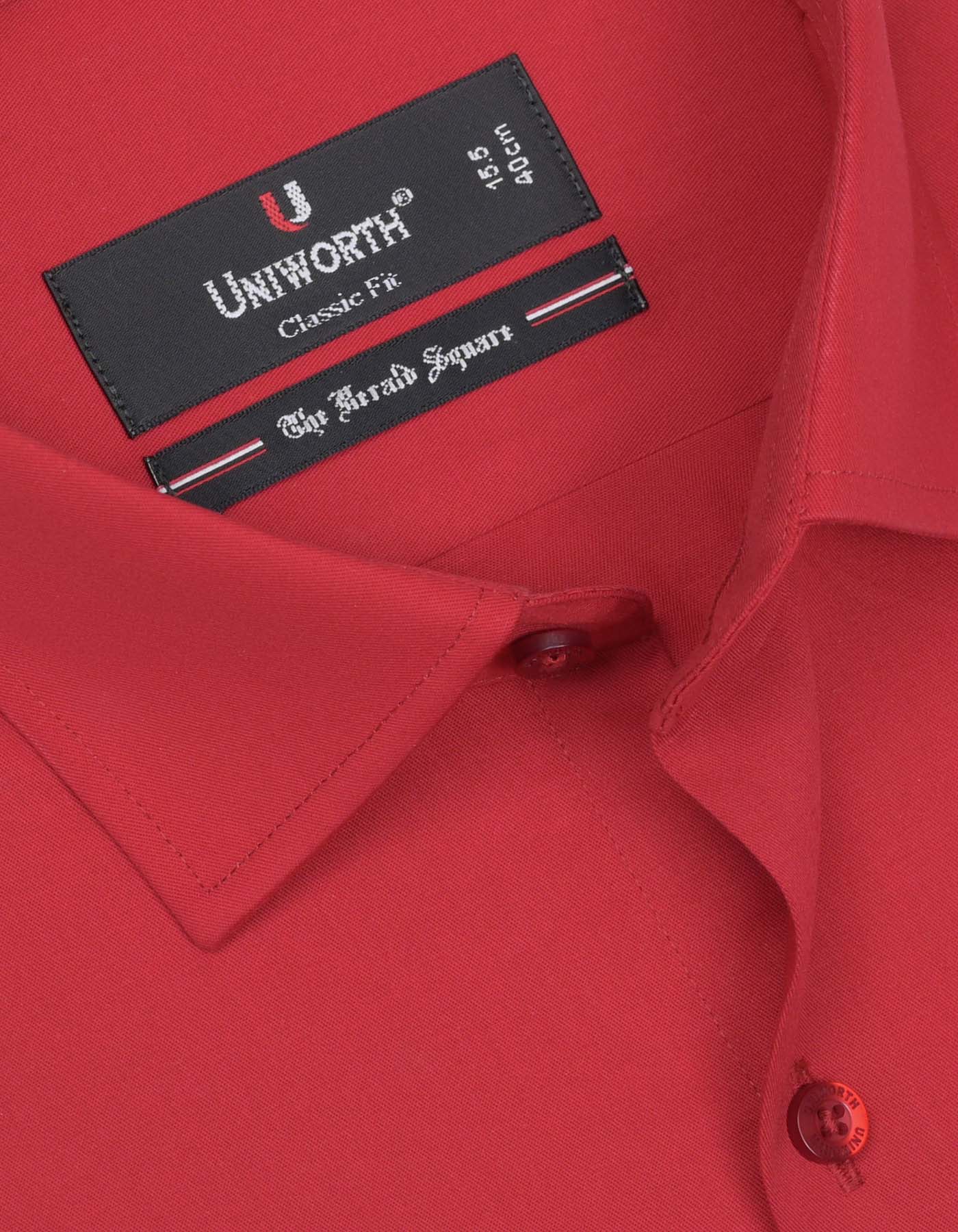 Red Plain Classic Fit Shirt - Image 2