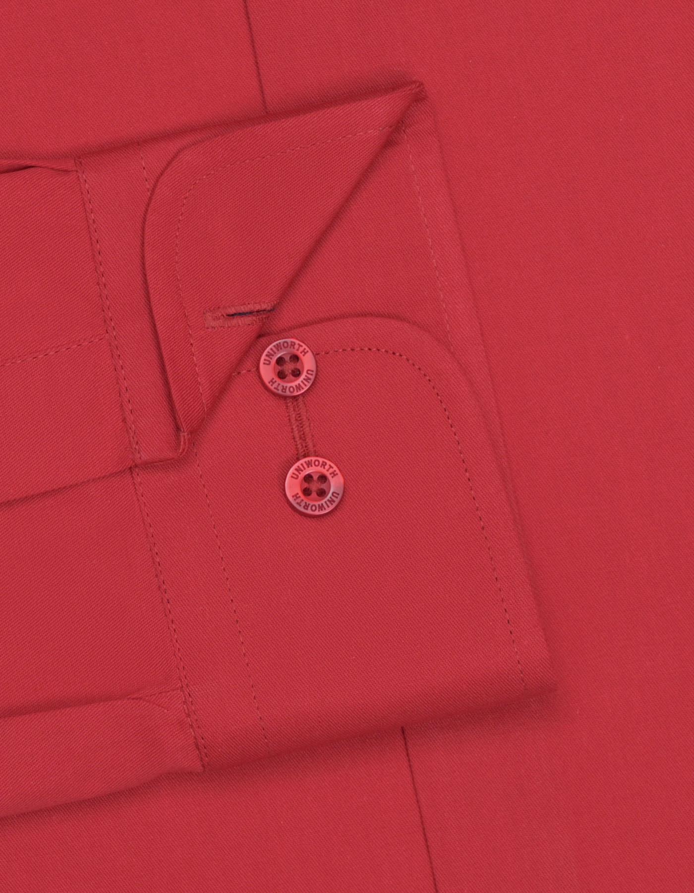 Red Plain Classic Fit Shirt - Image 3