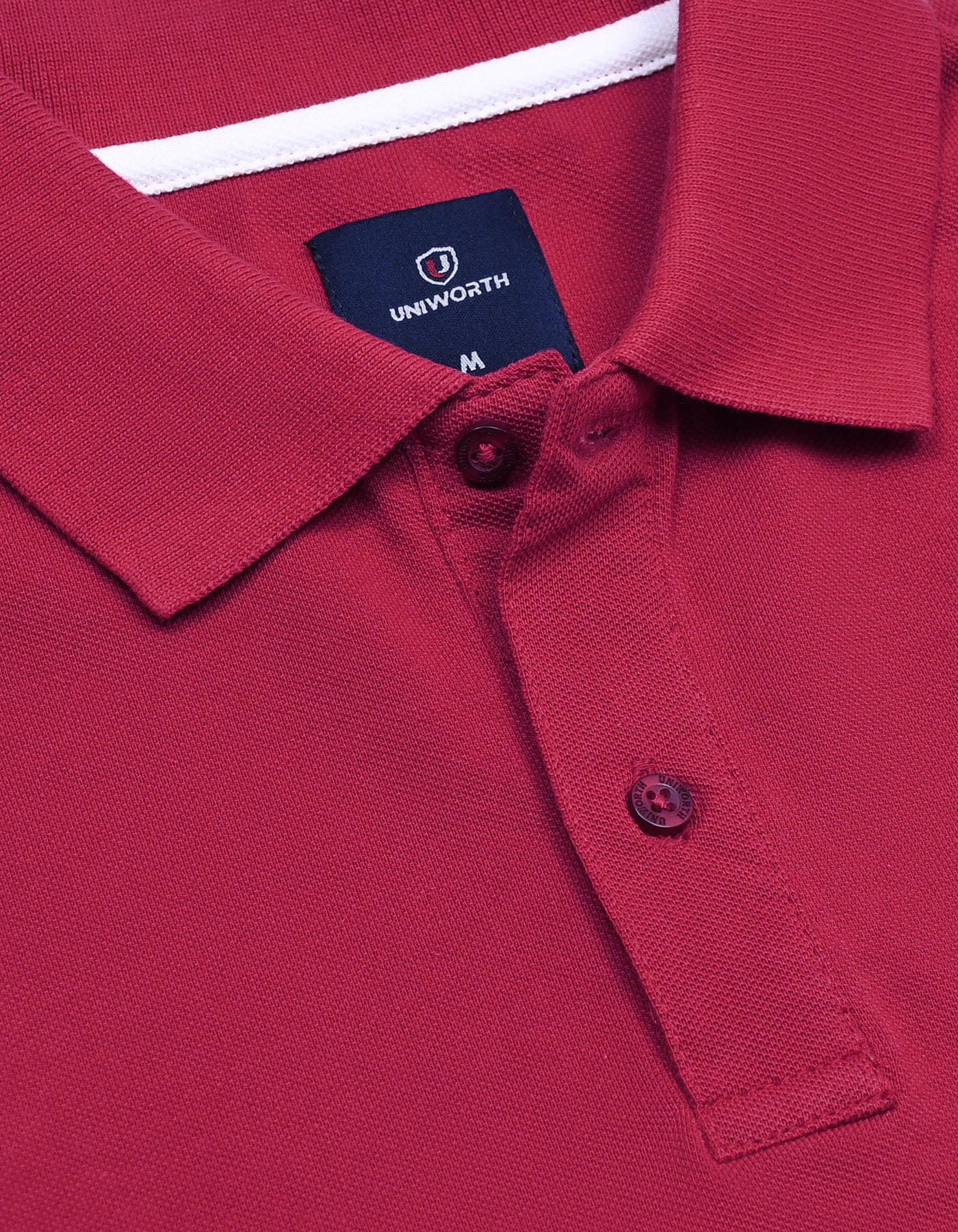 Red Plain Pique Polo Shirt - Image 3