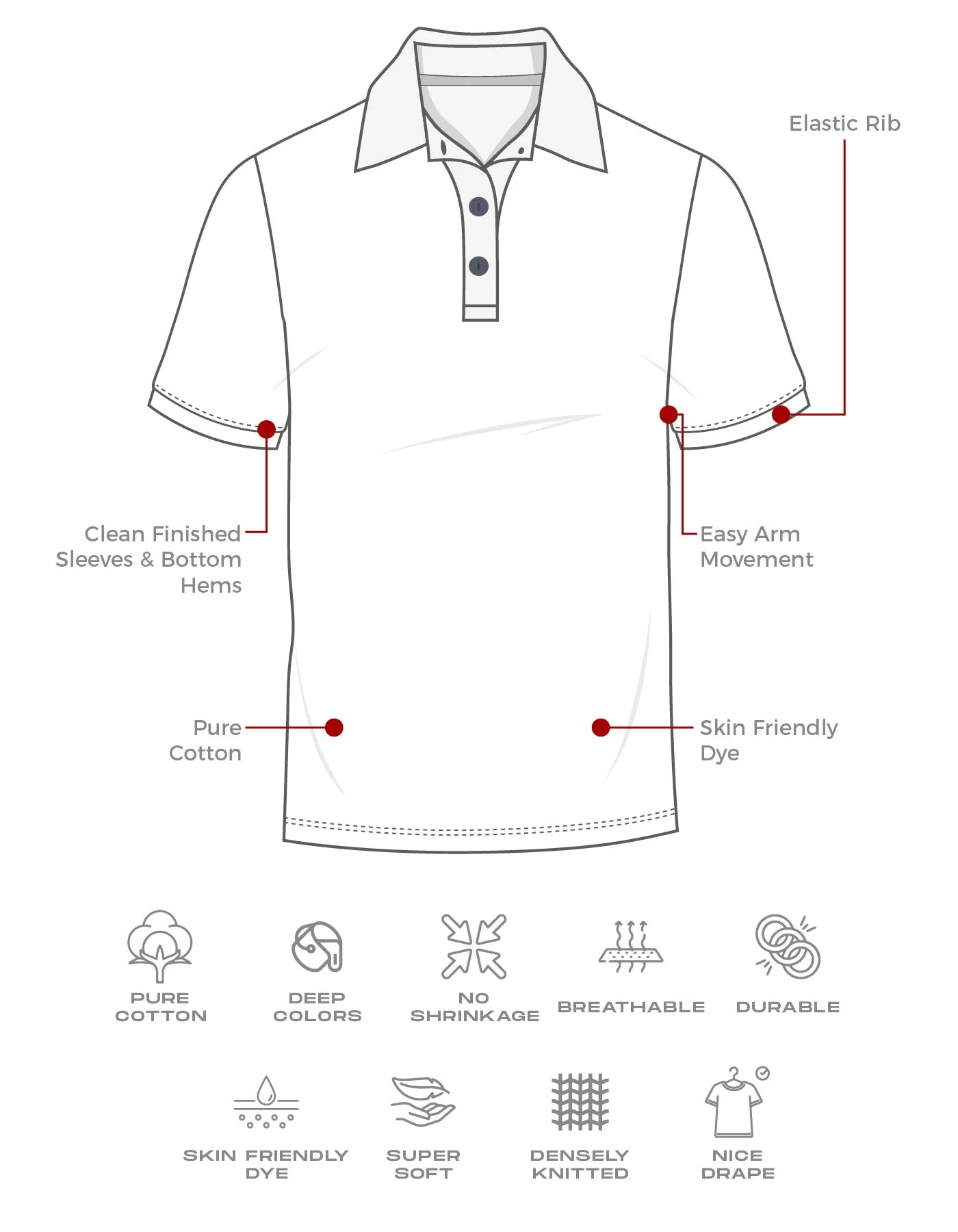 Red Plain Pique Polo Shirt - Image 6