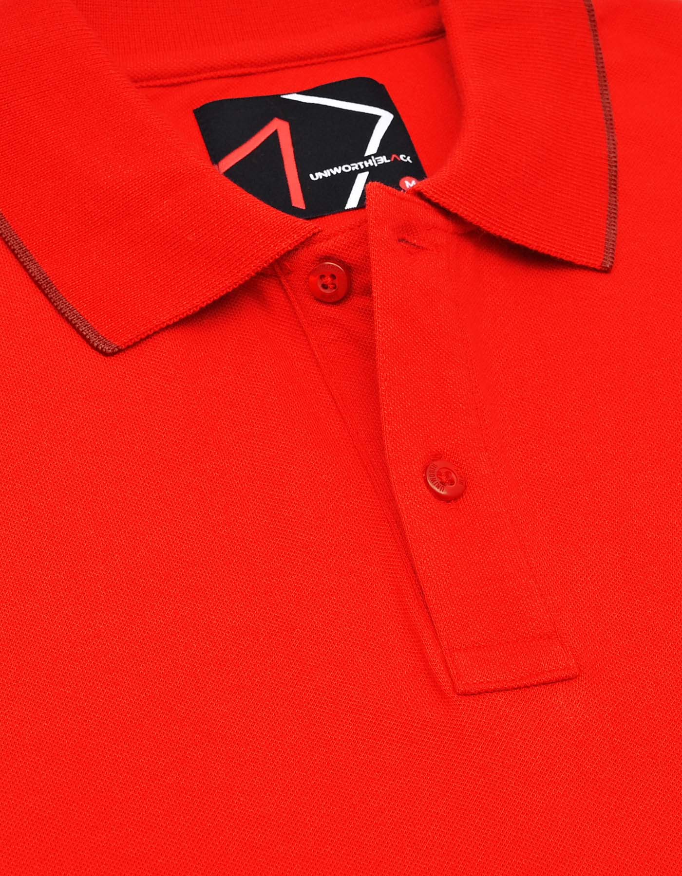 Red Plain Pique Polo Shirt - Image 3