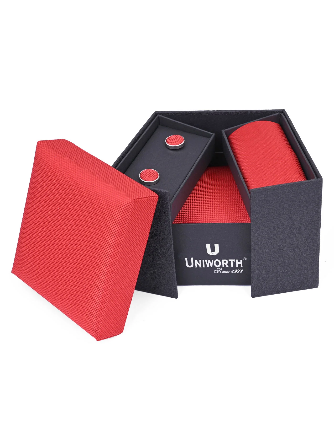 Red Texture Cufflink Tie Set - Image 2