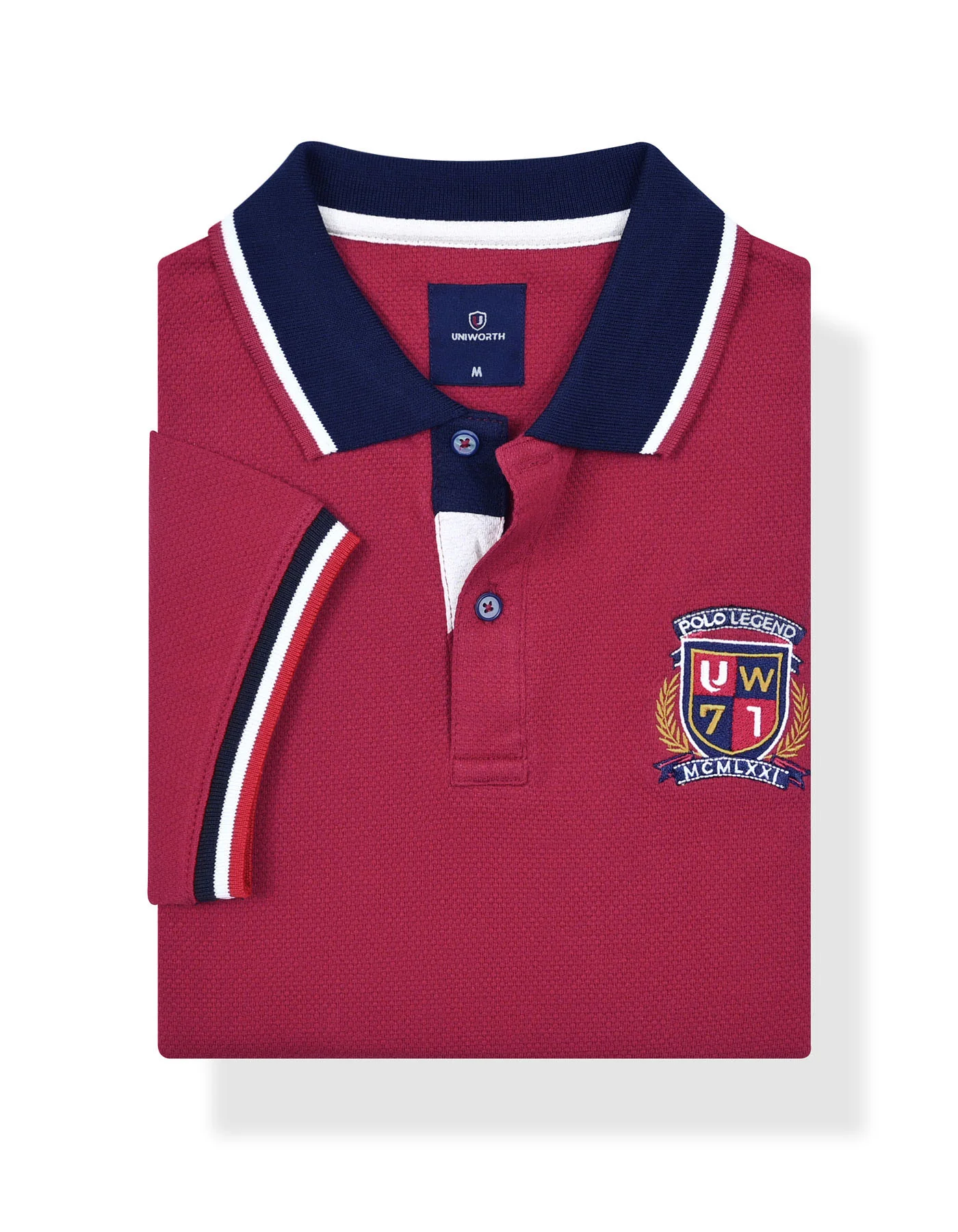 Red Texture Pique Polo Shirt - Image 2