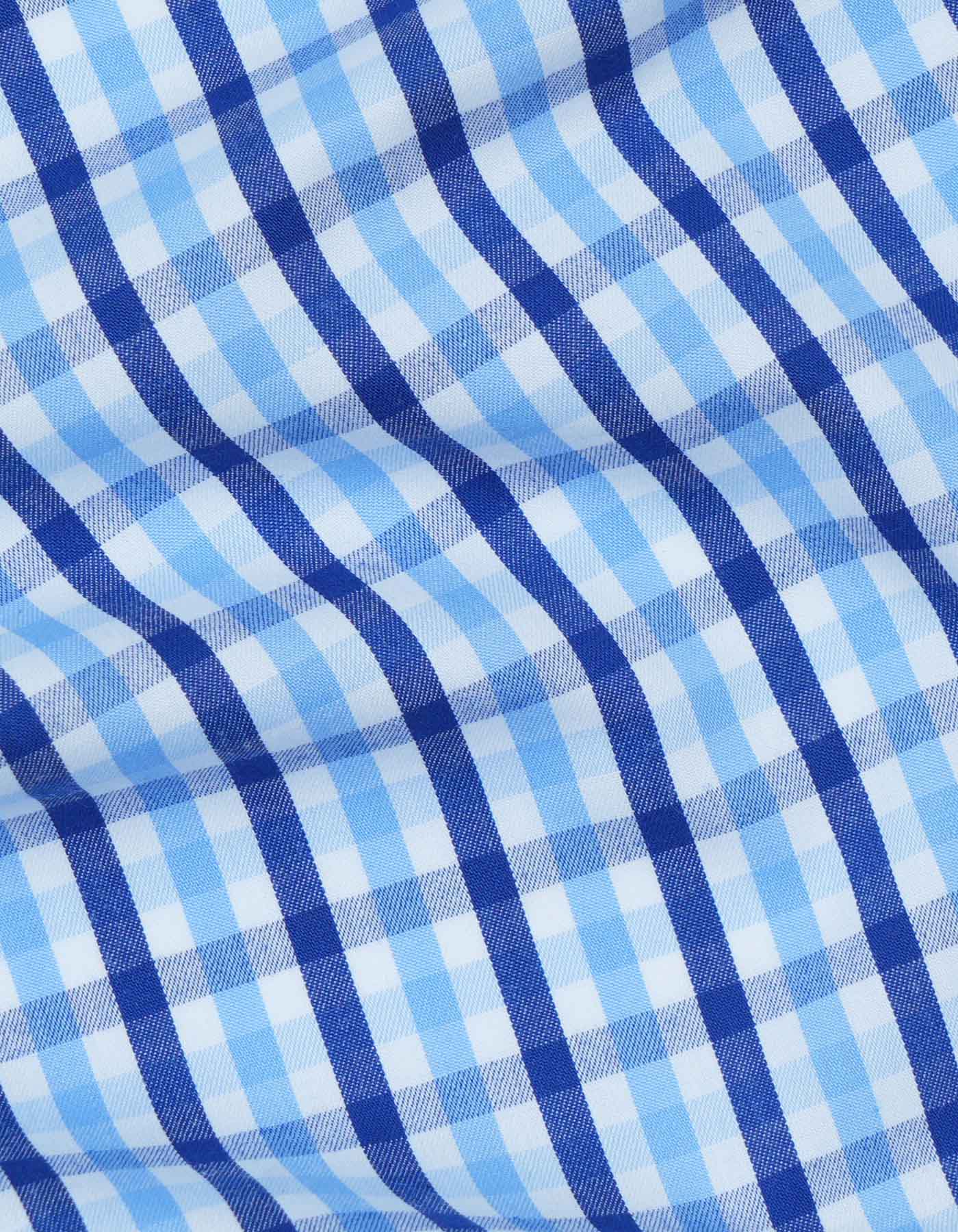 Royal Blue Check Classic Fit Shirt - Image 4