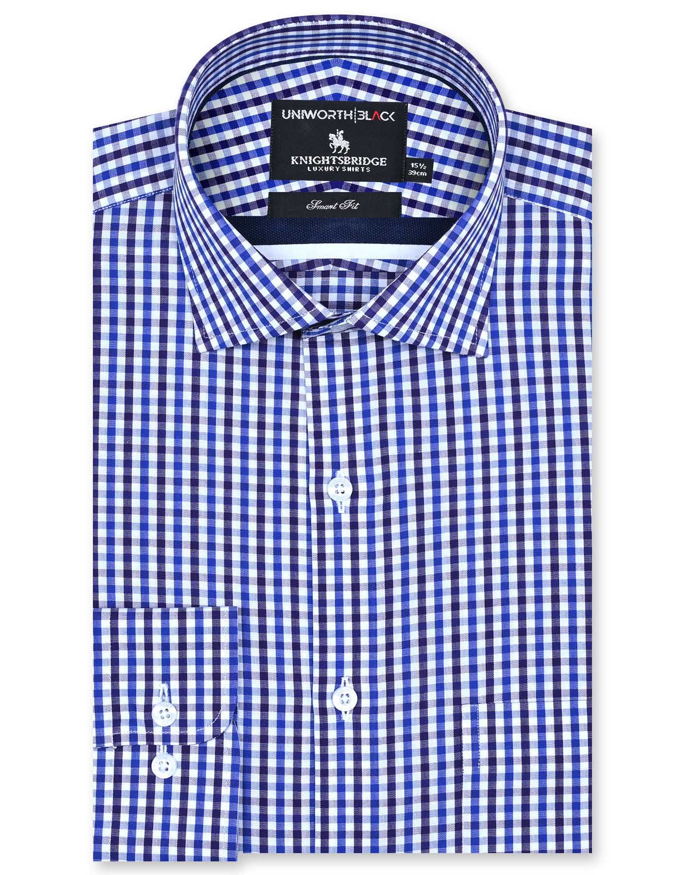 Royal Blue Check Tailored Smart Fit Shirt