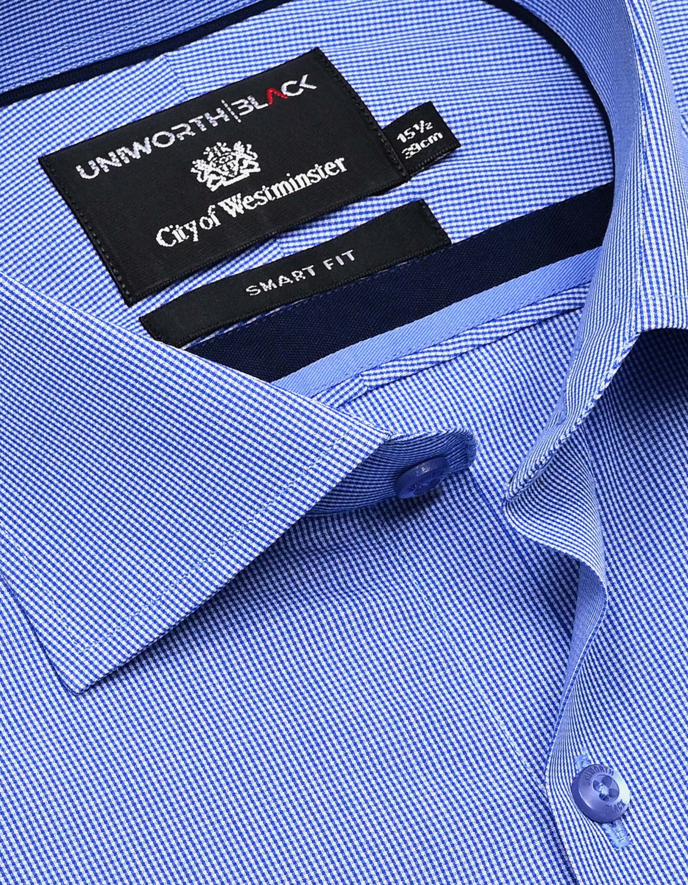 Royal Blue Check Tailored Smart Fit Shirt - Image 2