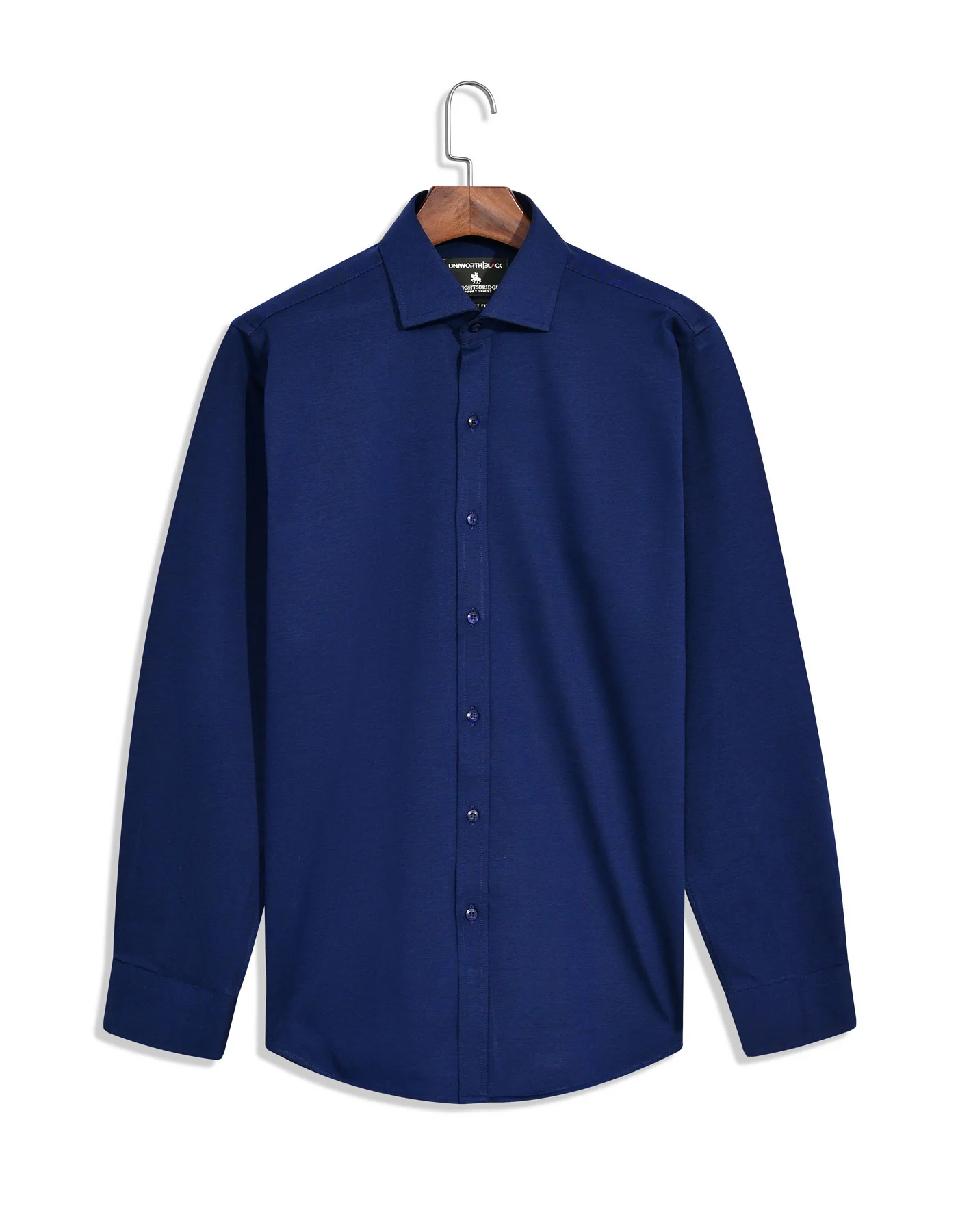 Royal Blue Plain Classic Fit Shirt - Image 3
