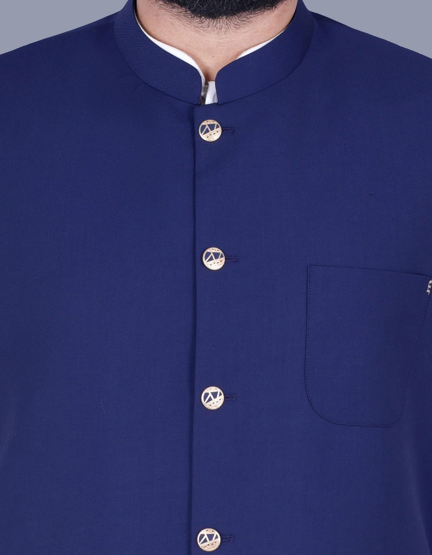 Royal Blue Plain Smart Fit Waist Coat - Image 2