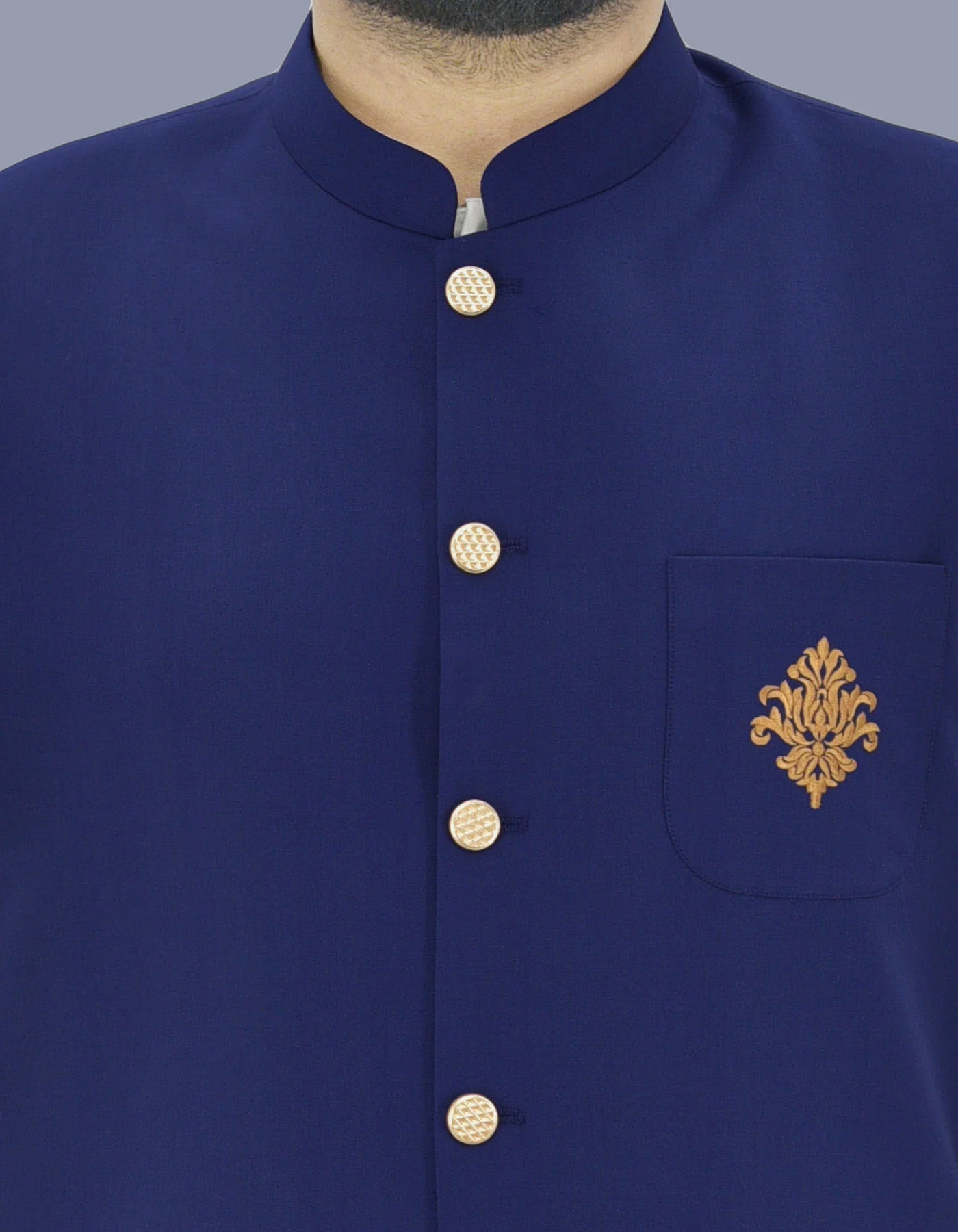 Royal Blue Plain Waist Coat - Image 2