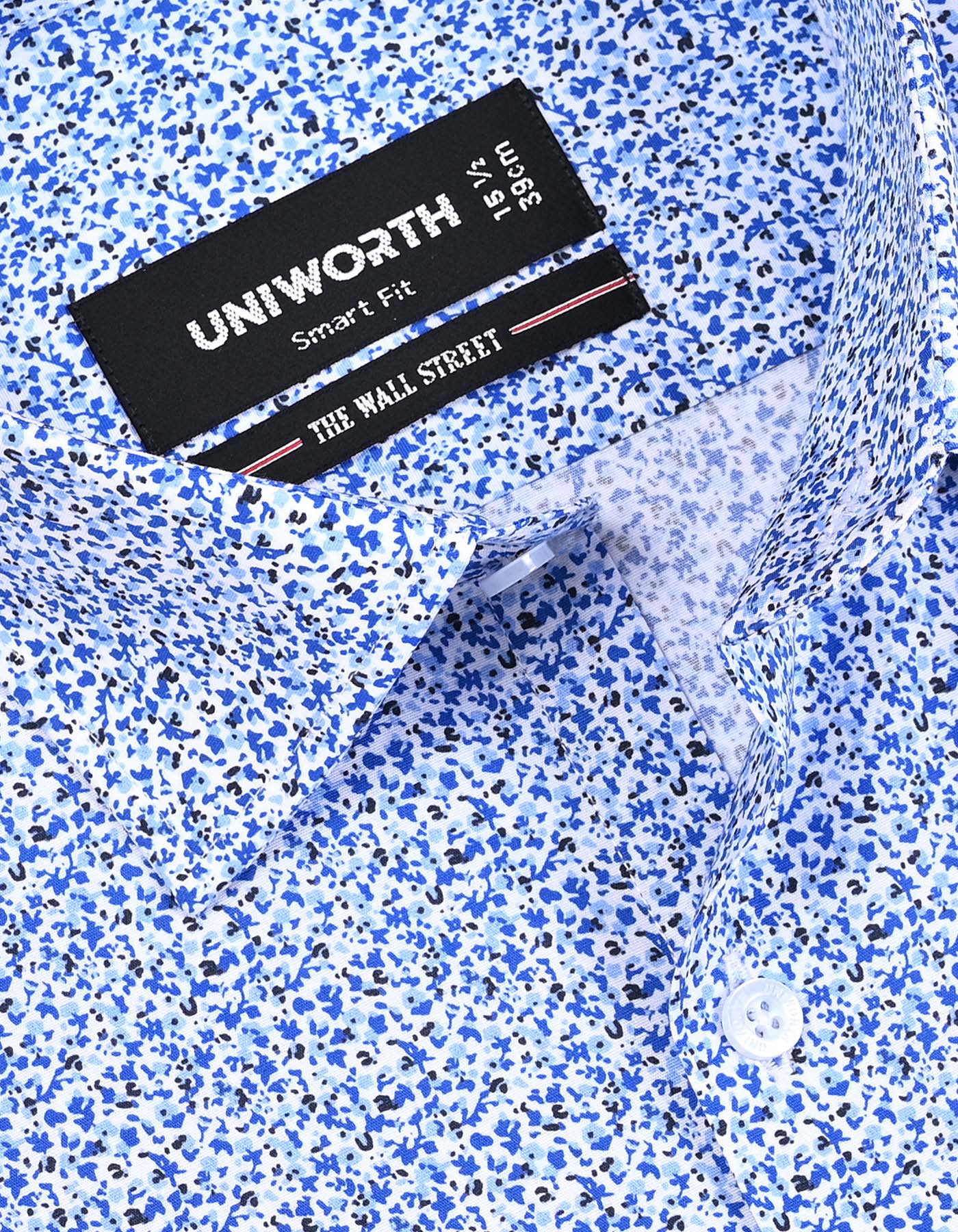Royal Blue Printed Tailored Smart Fit Shirt - Image 2