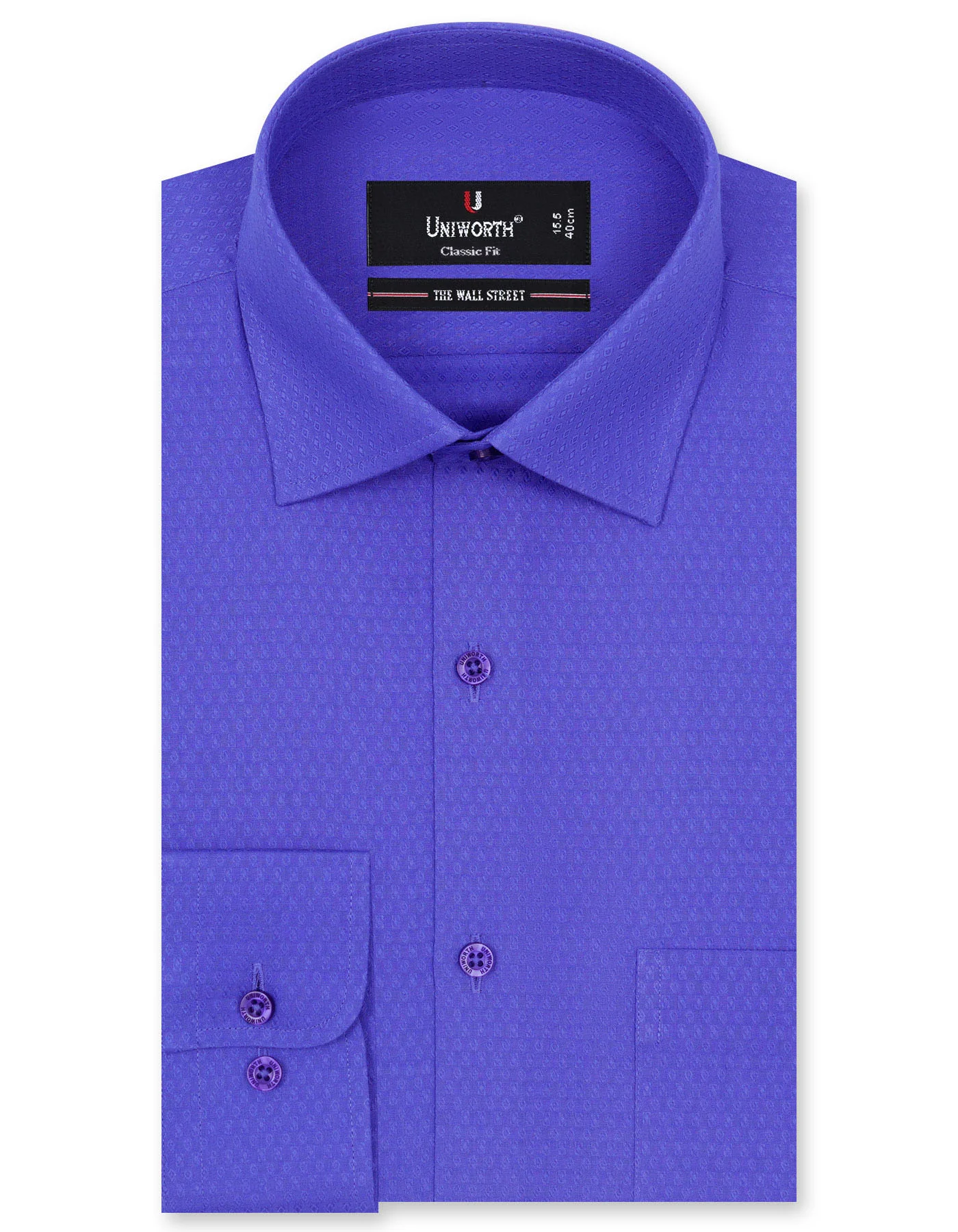 Royal Blue Self Classic Fit Shirt
