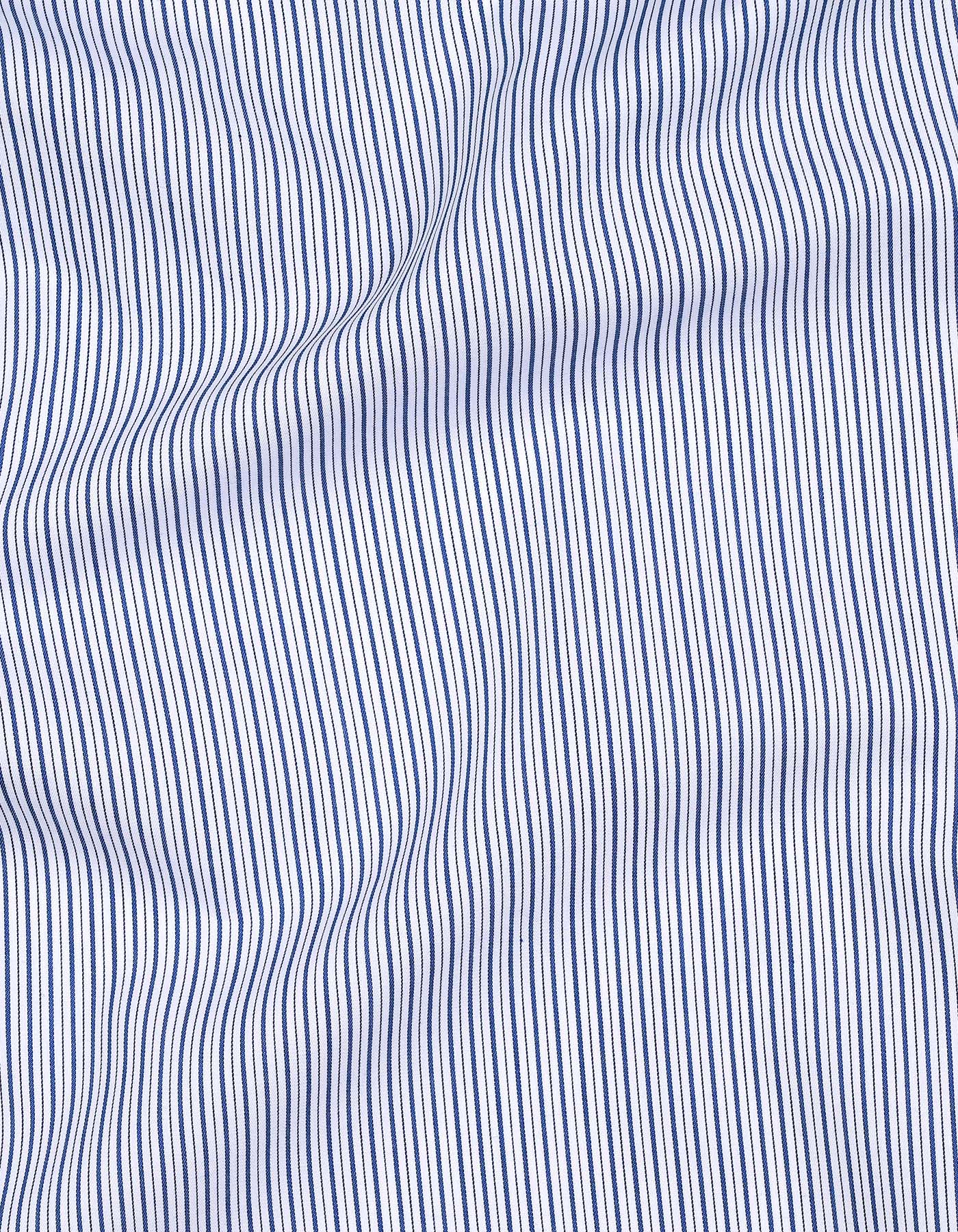 Royal Blue Stripe Classic Fit Shirt - Image 4