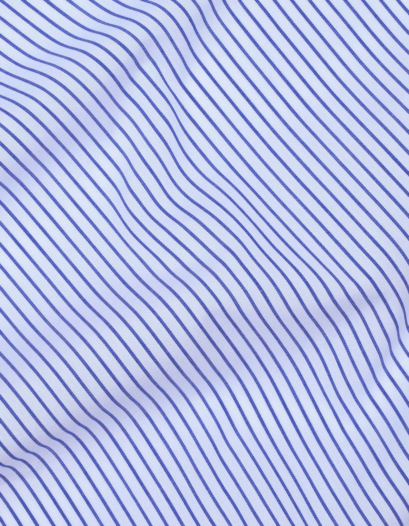 Royal Blue Stripe Tailored Smart Fit Shirt - Image 4