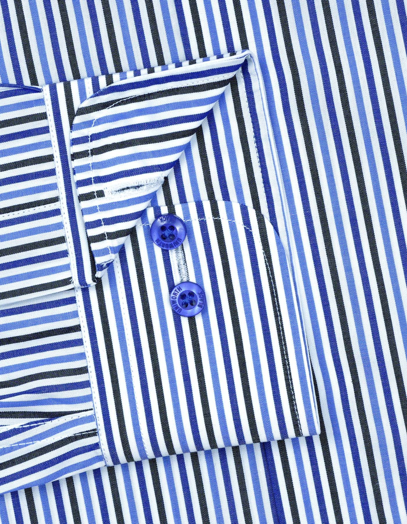 Royal Blue Stripe Tailored Smart Fit Shirt - Image 3