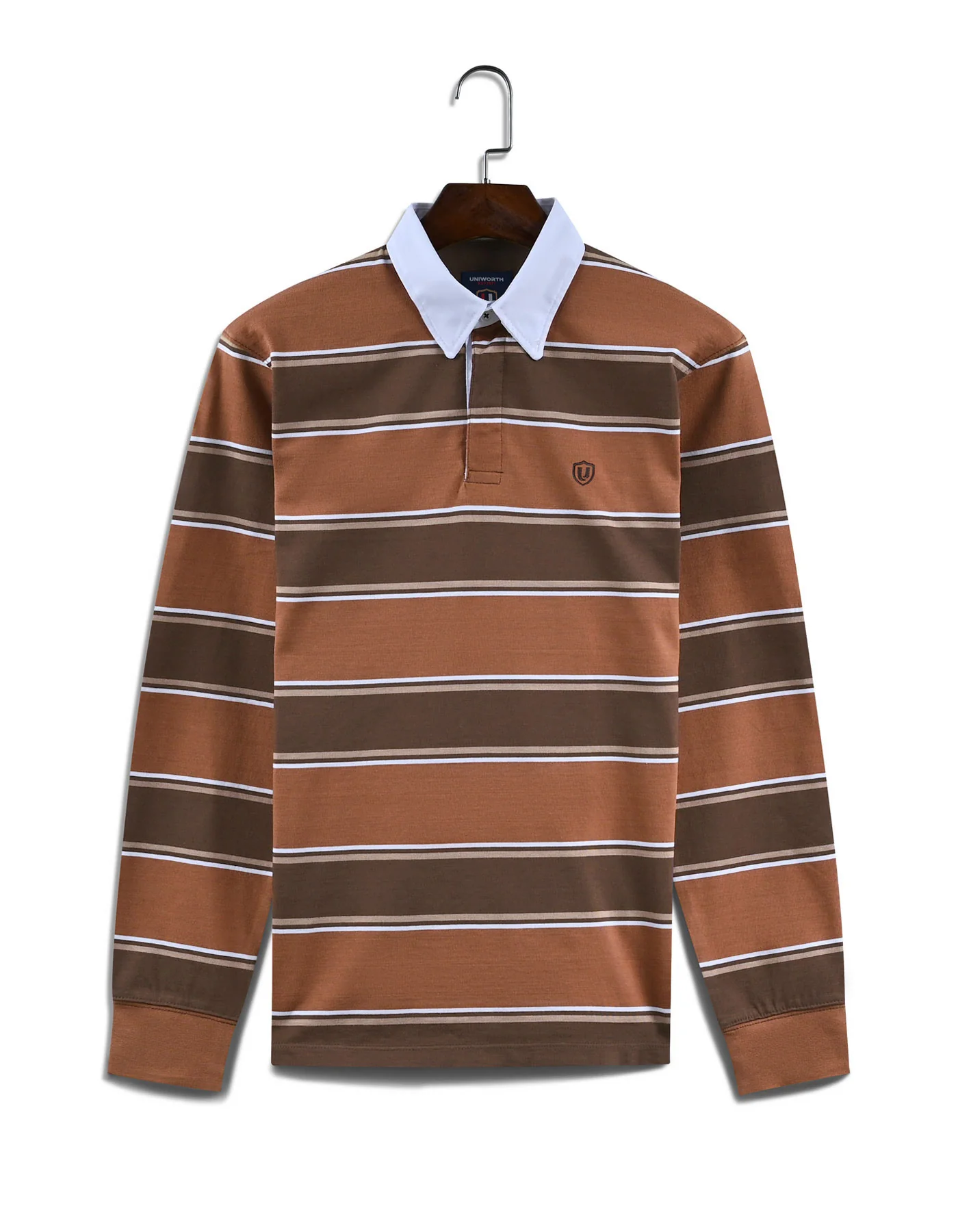 Rust Stripe Cotton Rugby Polo - Image 3