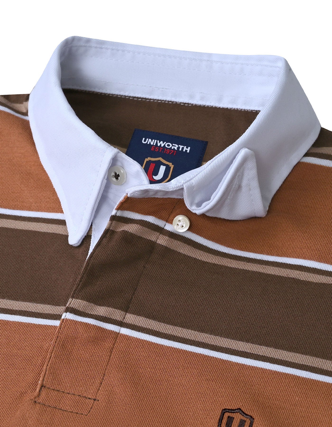 Rust Stripe Cotton Rugby Polo - Image 4