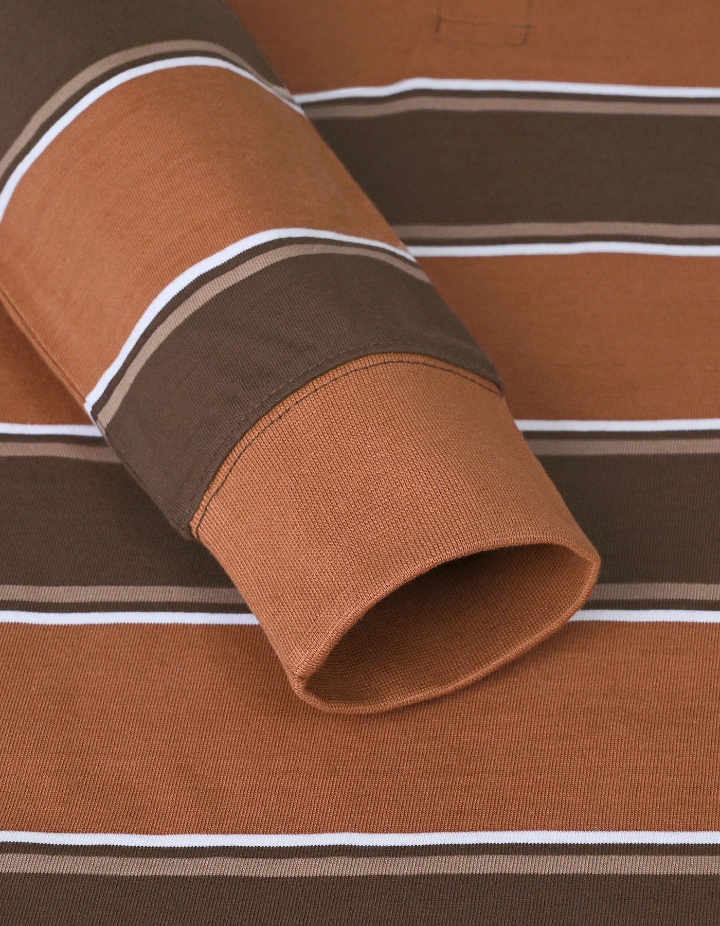 Rust Stripe Cotton Rugby Polo - Image 6