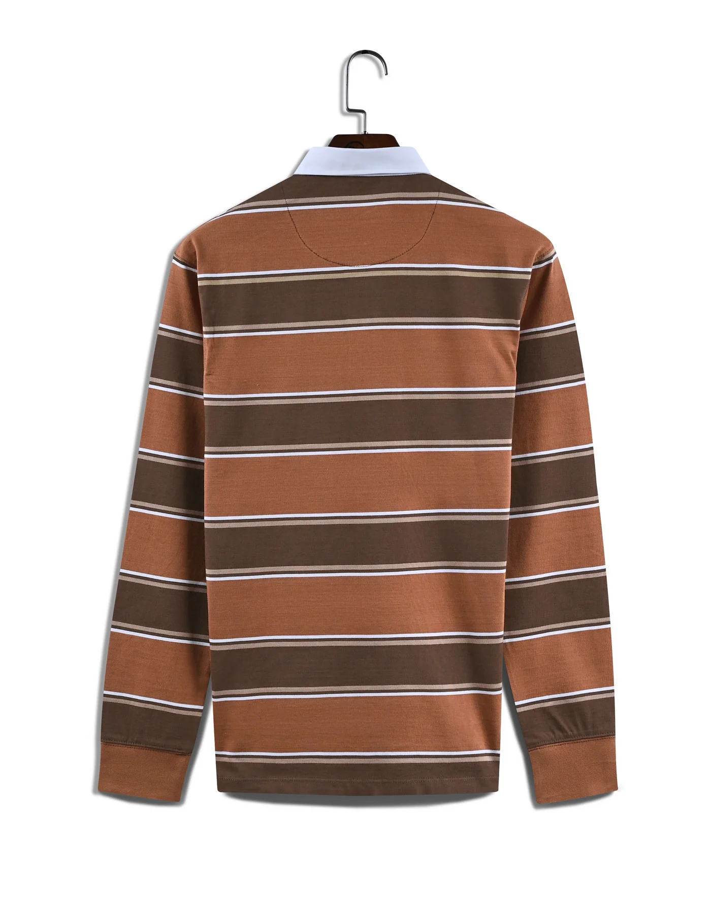 Rust Stripe Cotton Rugby Polo - Image 7