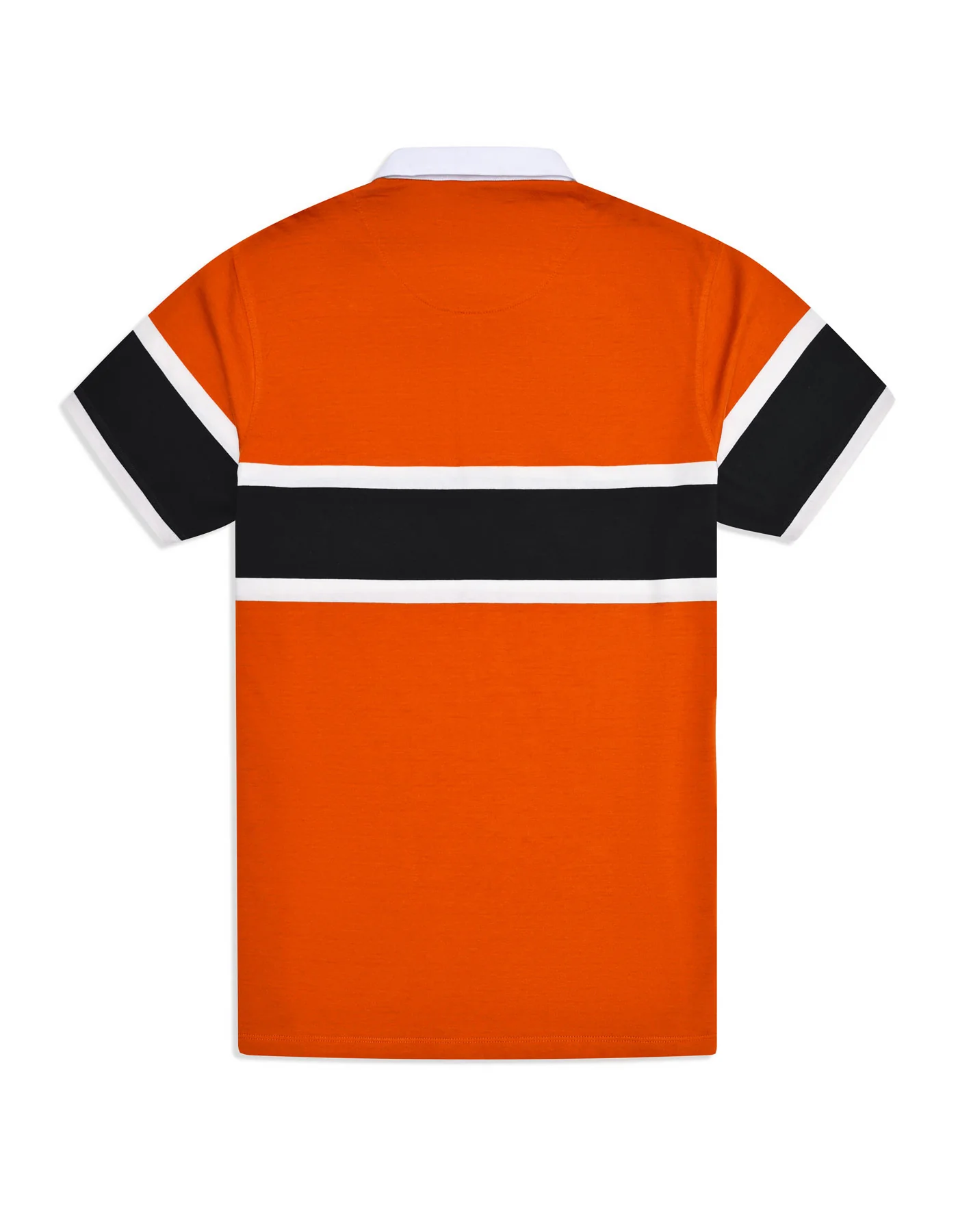 Rust Stripe Jersey Polo Shirt - Image 4