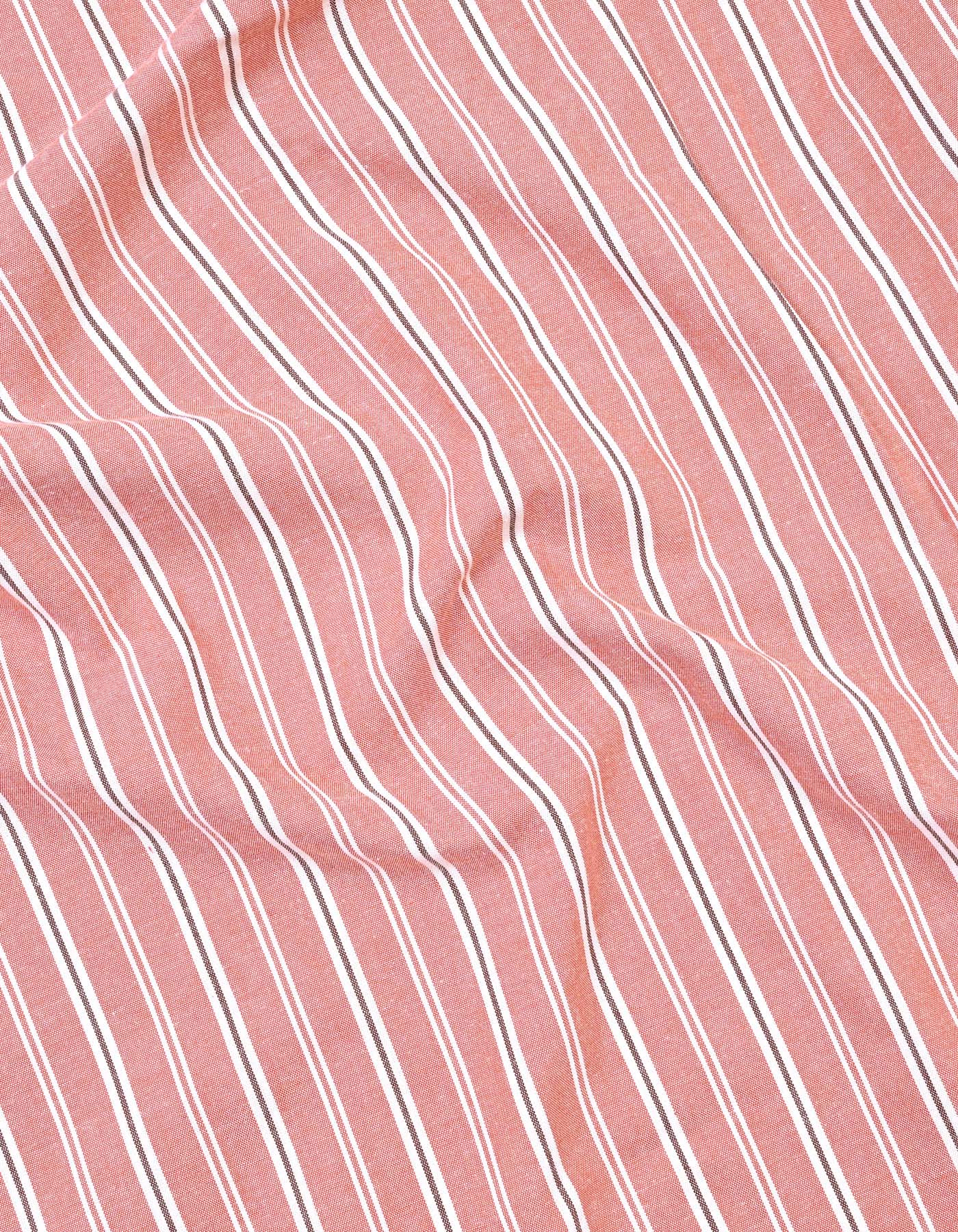 Rust Stripe Regular Fit Casual Shirt - Image 6