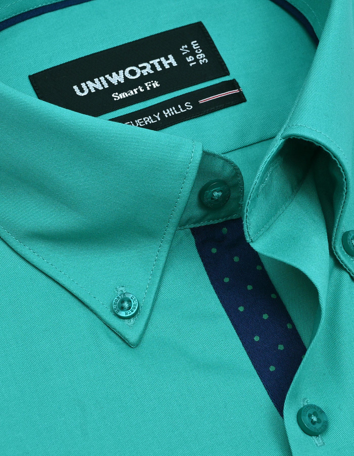Sea Green Plain Tailored Smart Fit Shirt - Image 2