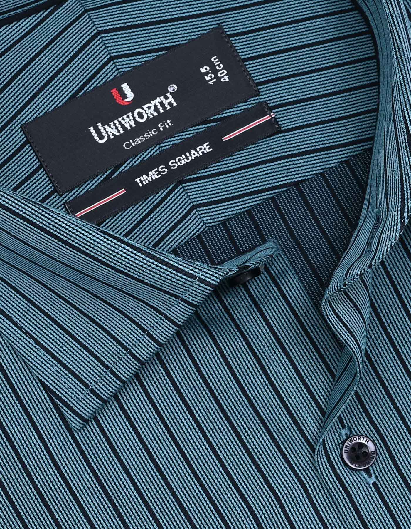 Sea Green Stripe Classic Fit Shirt - Image 2