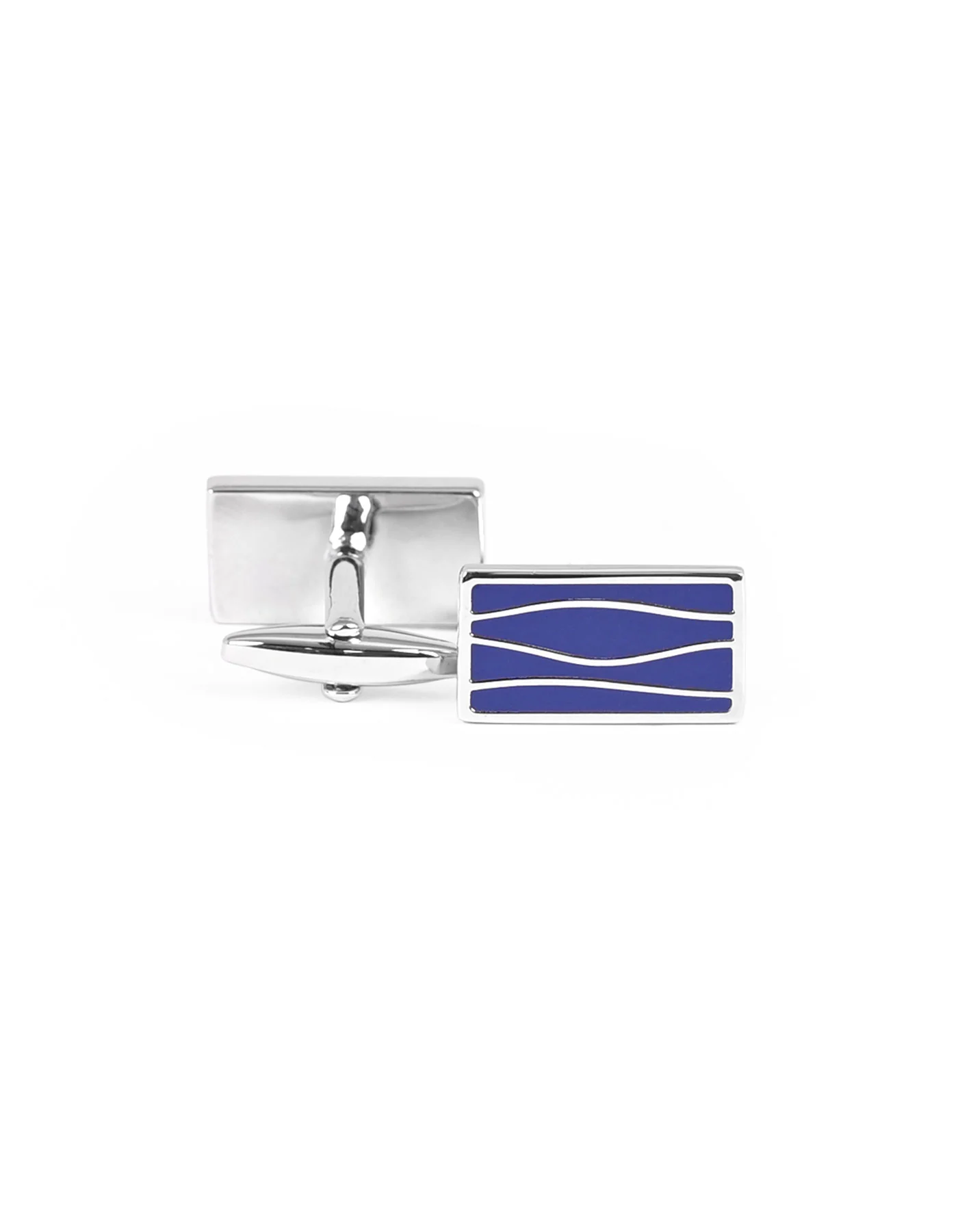 Silver/Blue Rectangle Cufflink